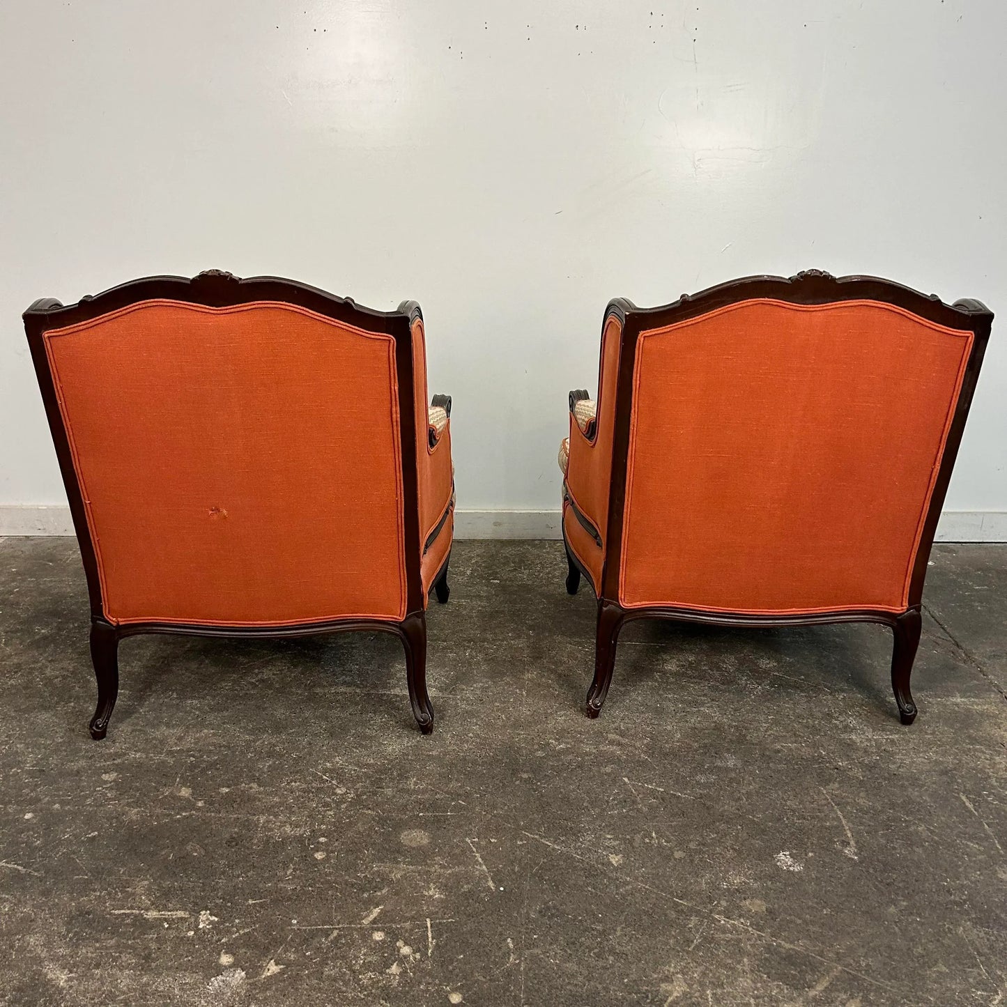Pair of Antique Wing Back Club Chairs French Provincial