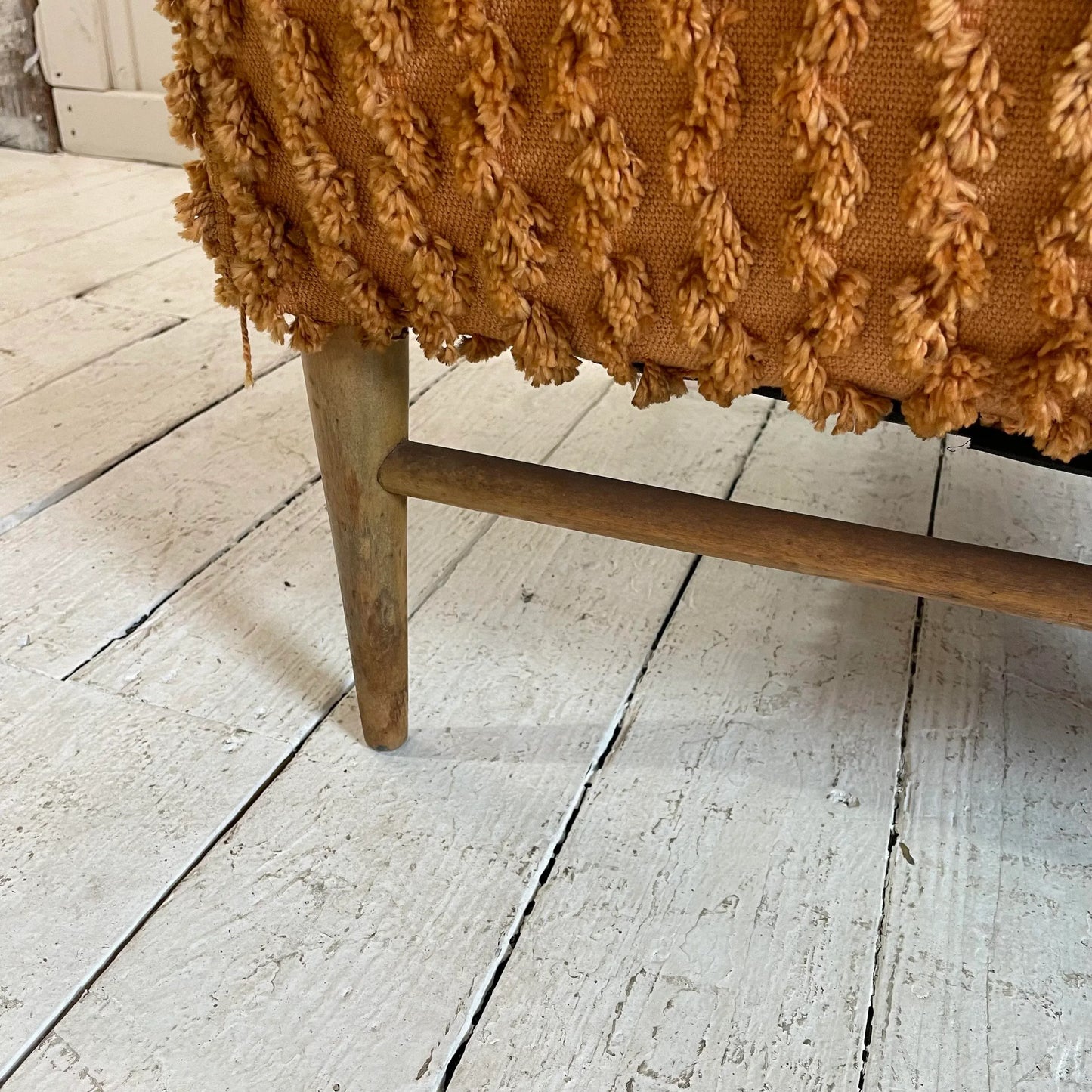 Mid 20th Century Paul McCobb Orange Textured Fabric Arm Chair, Unmarked