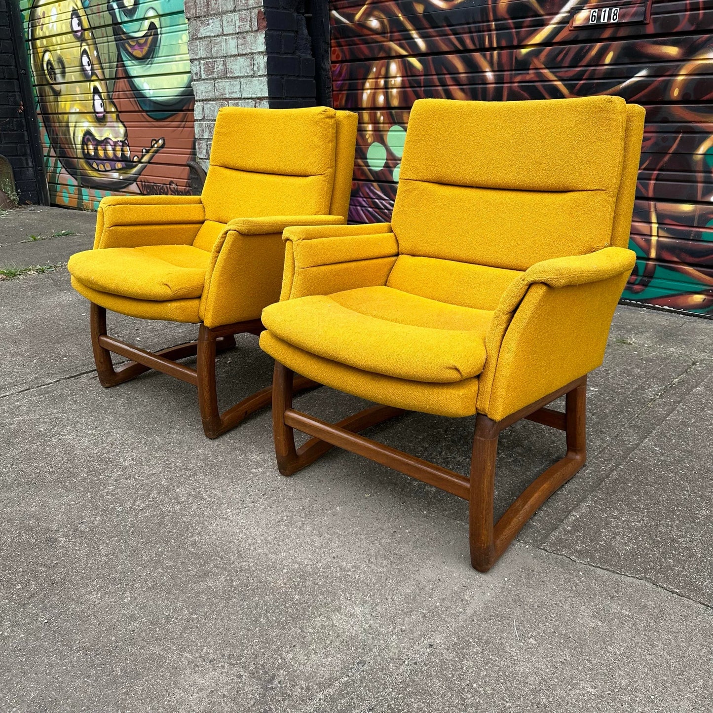 Pair of Pearsall-Style Arm Club Chairs