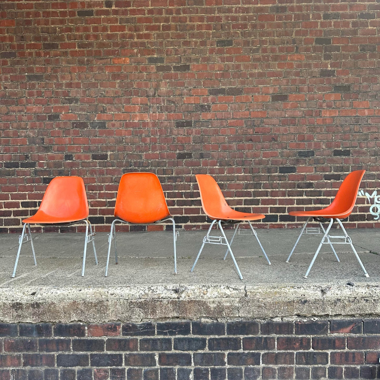 Orange Eames Shell Chairs for Herman Miller