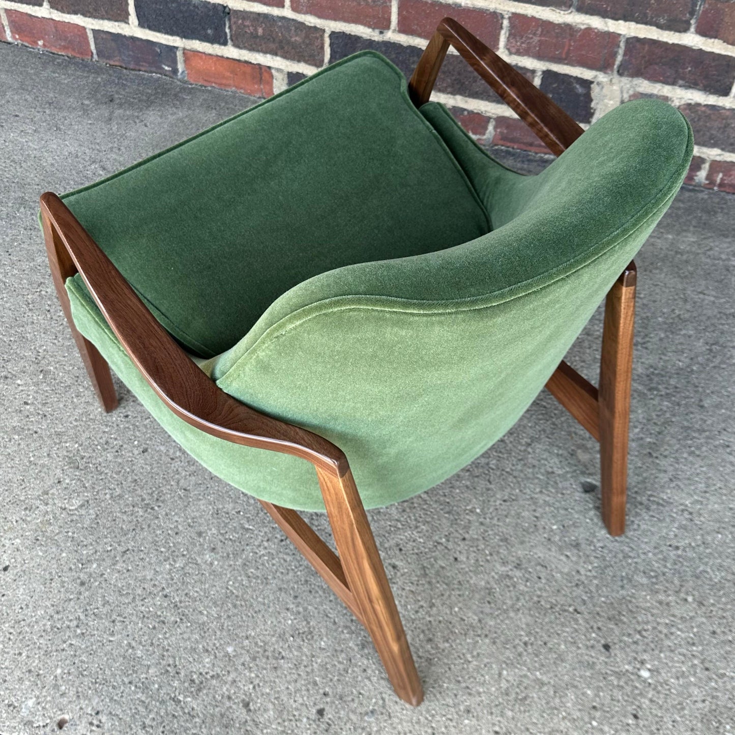 Mid Century Modern Custom Seal Style Lounge Chair Green Mohair