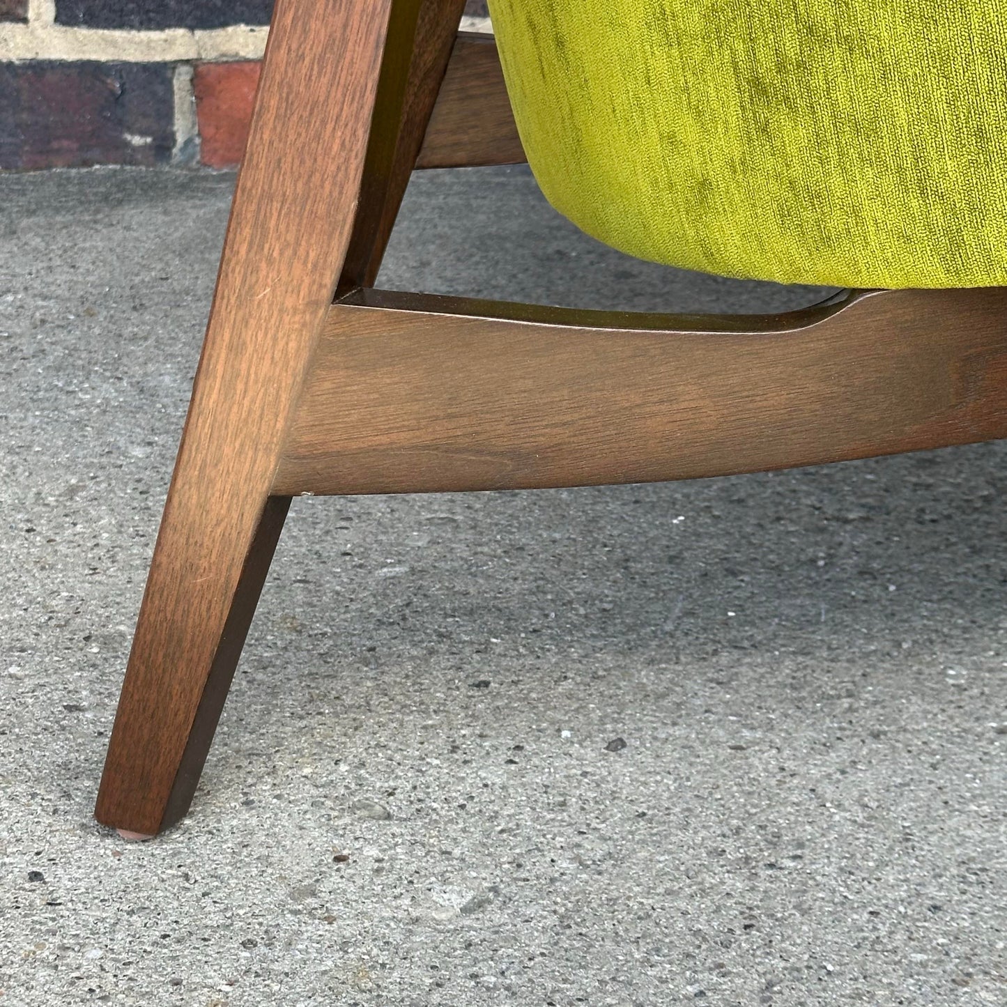 Mid Century Modern Custom Seal Style Lounge Chair Green Crushed Velvet