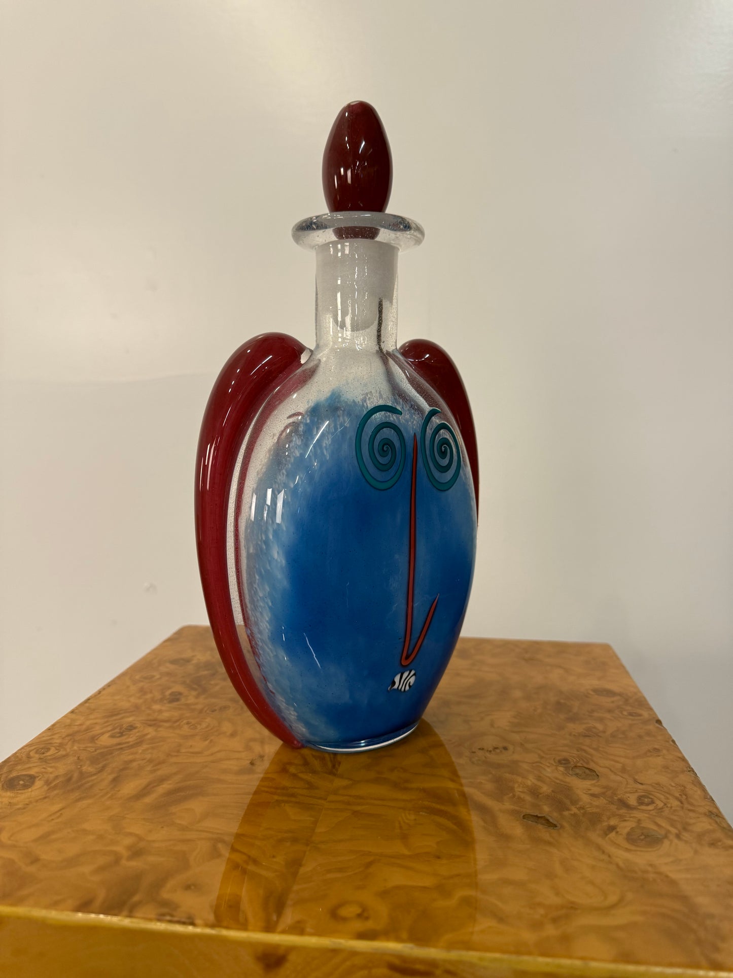 1993 Fineline Studios by Kerry Feldman Handblown Glass Decanter With Face