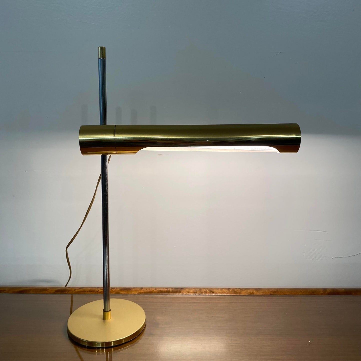 1970s Brass and Chrome Telescoping Desk Lamp