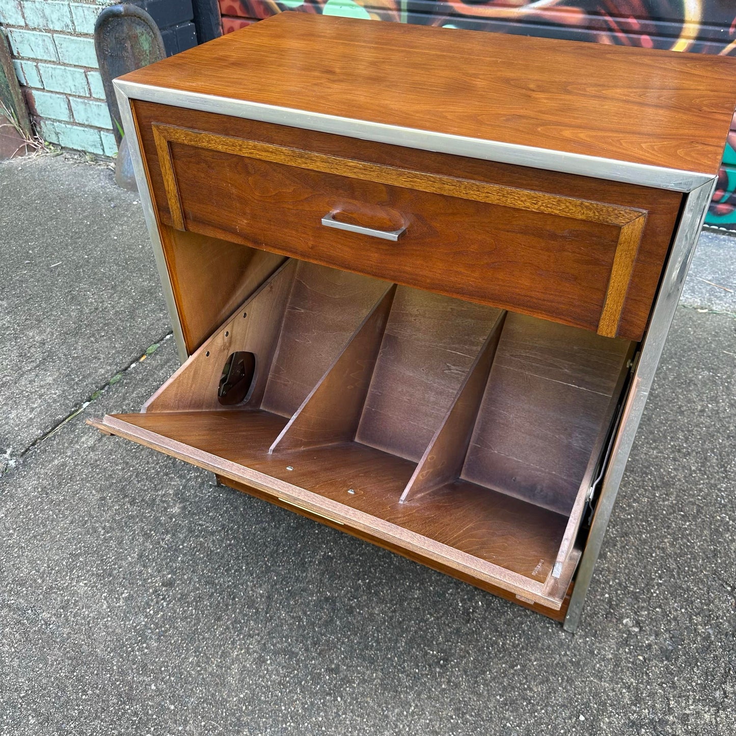 Mid Century Modern Lane Record Cabinet Storage