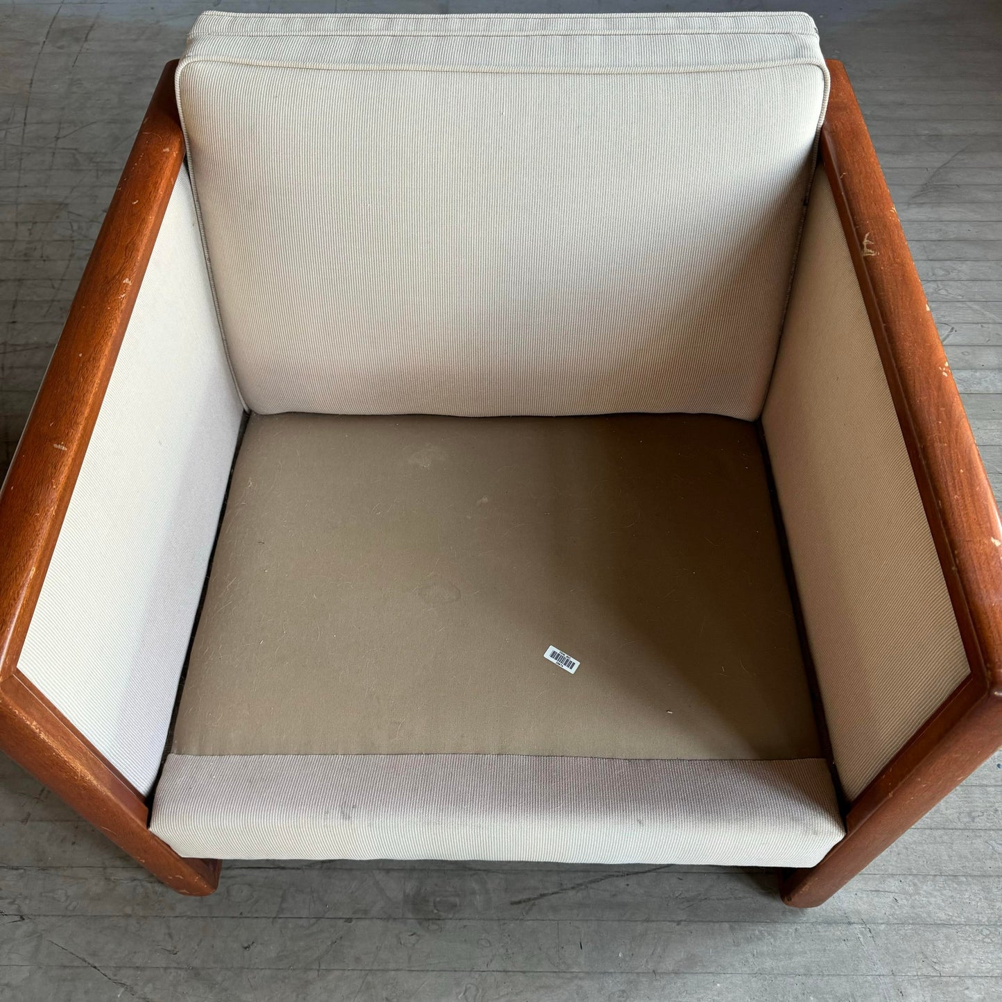 Pair of Cube Lounge Chairs Wood Trim