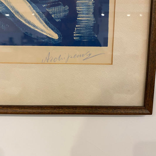 Mid 20th Century Coquette Print by Alexander Archipenko Blue and White