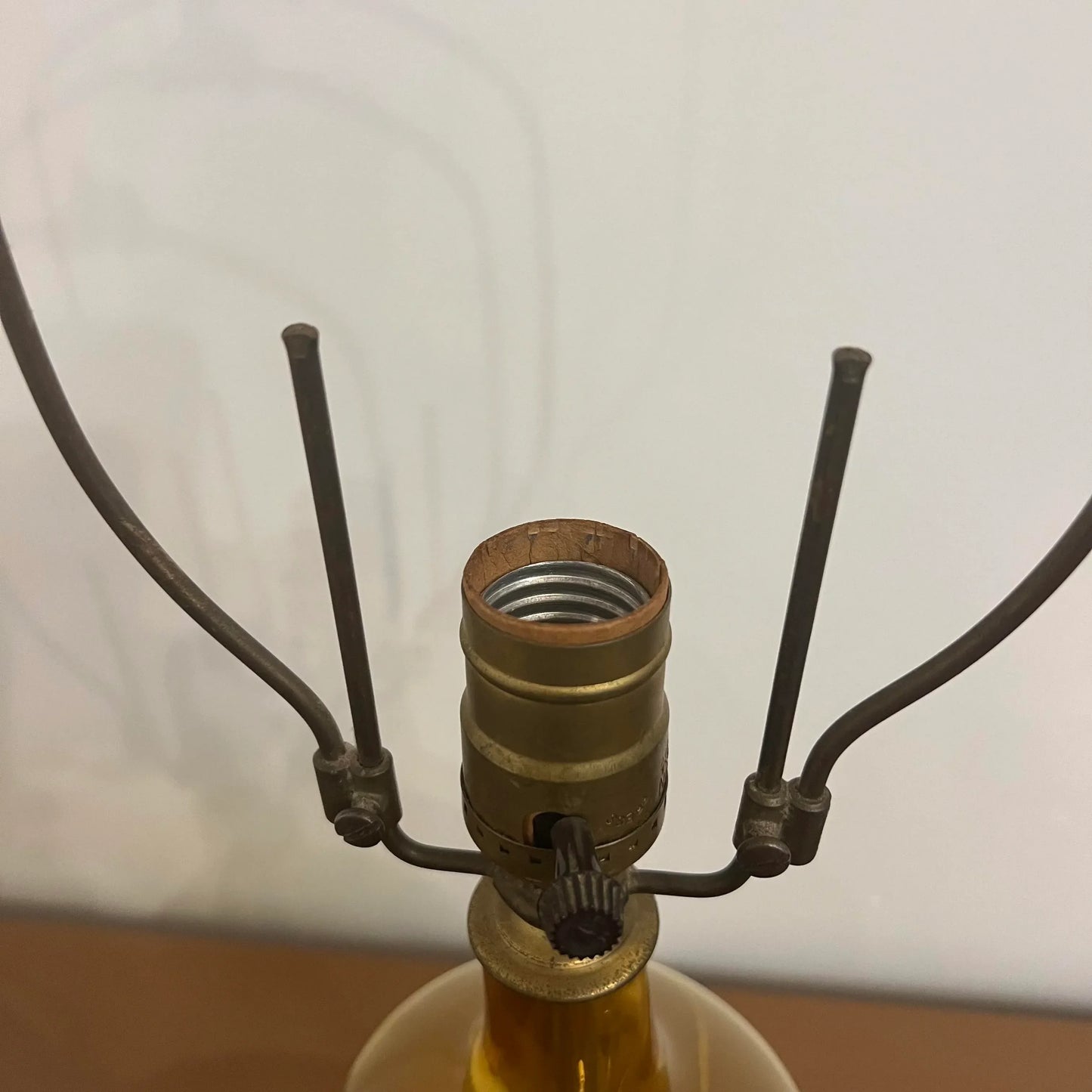 Mid Century Modern Blenko Glass Company Yellow Table Lamp, Unmarked