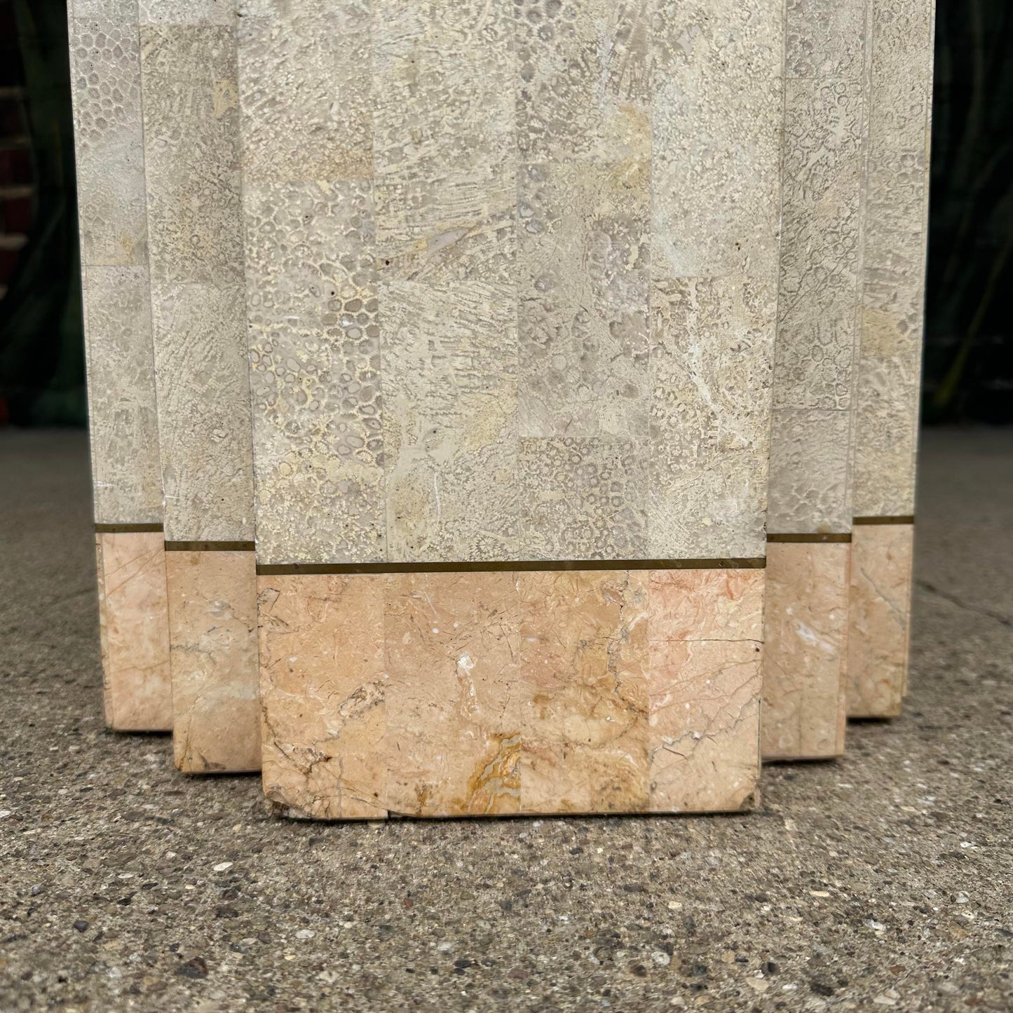 Maitland-Smith Tessellated Marble Stone Pedestal