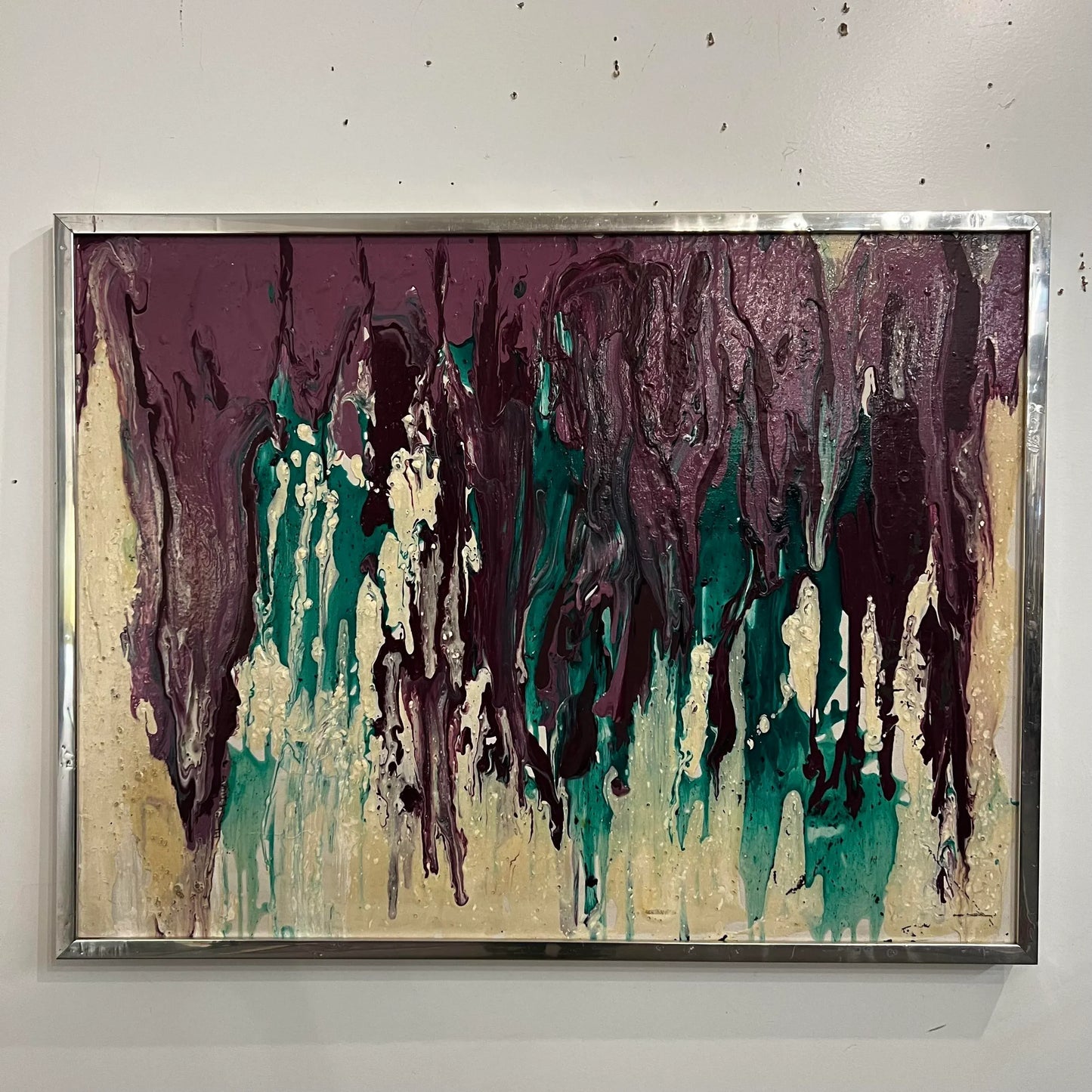 Purple and Green Abstract Painting Late Century