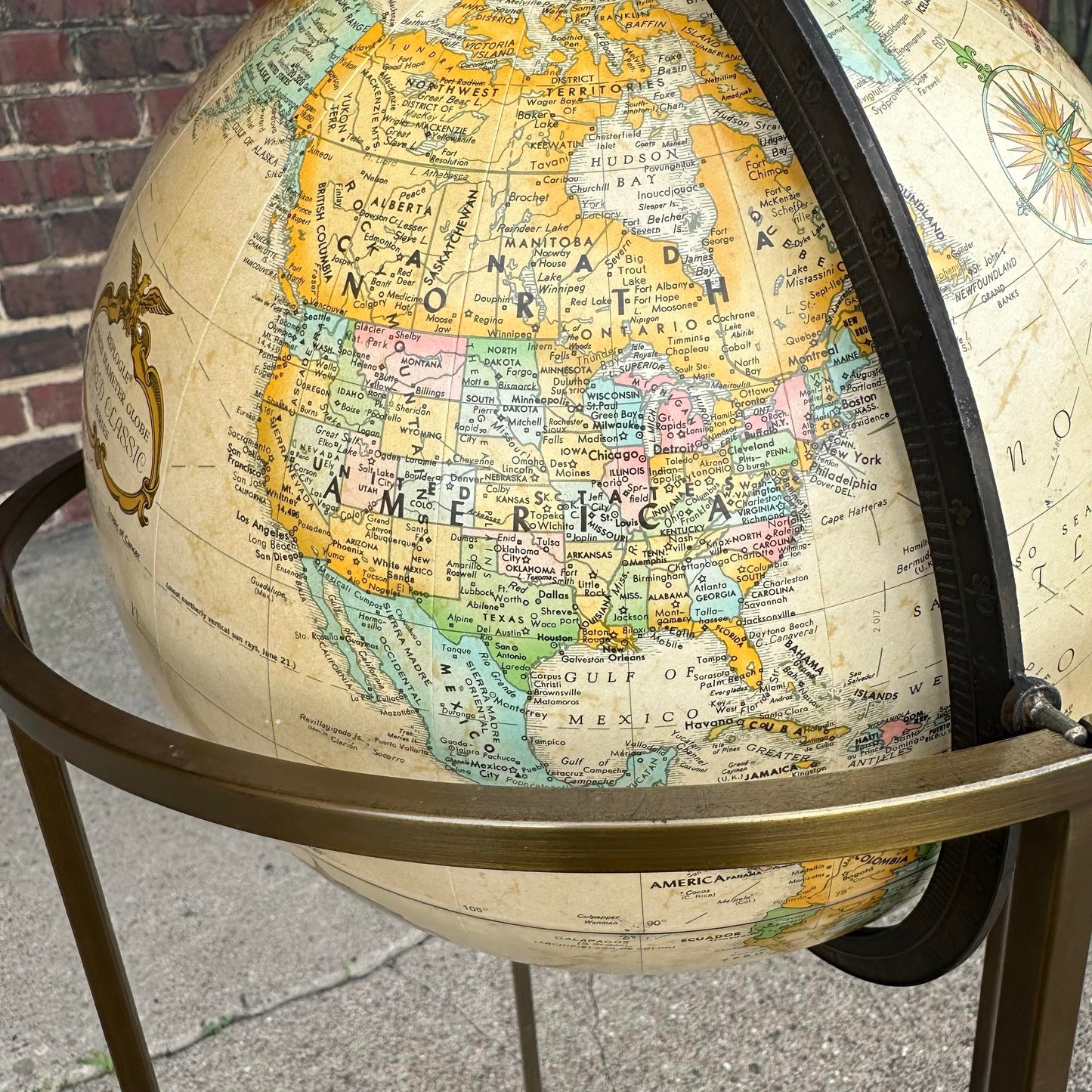 Paul McCobb Style Globe on Brass Stand