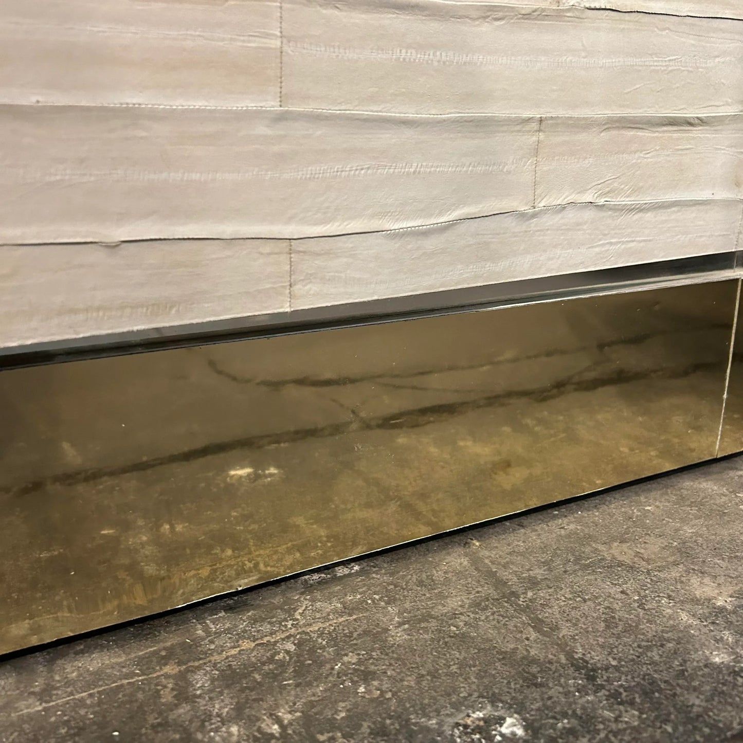 Karl Springer Leather Wrapped Marble Top Two Sided Credenza