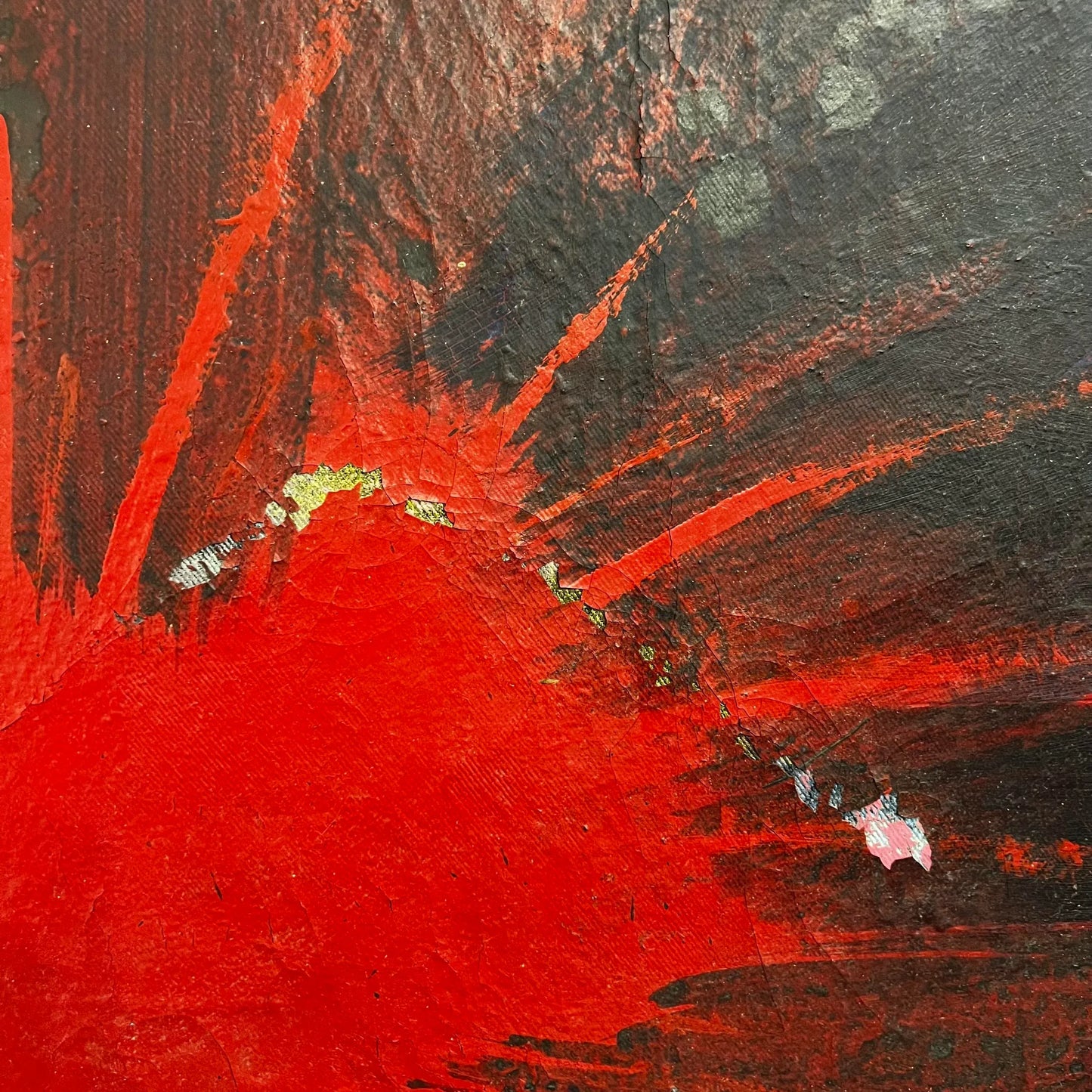 Red Splatter Abstract Painting Signed Sg