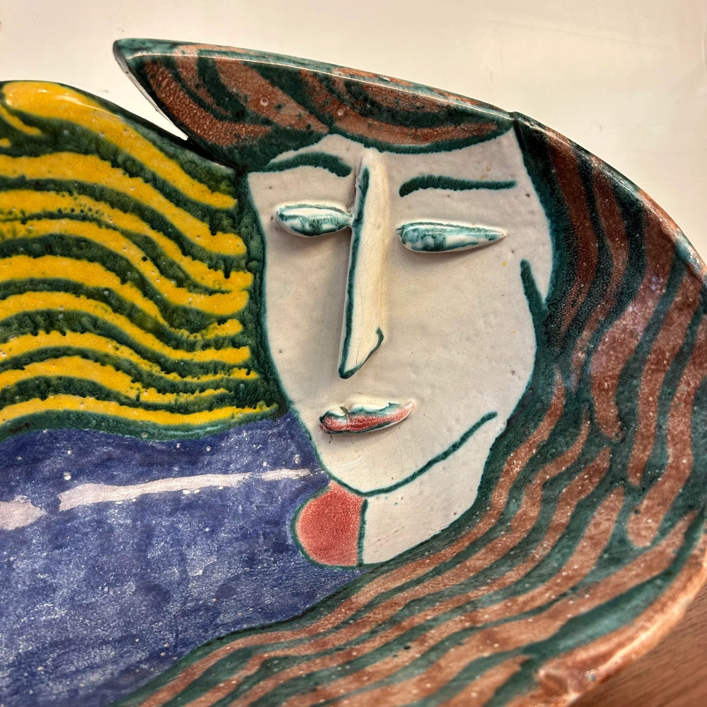 Large Ceramic Bowl Titled “Portrait Bowl” Signed by Andrea Gill