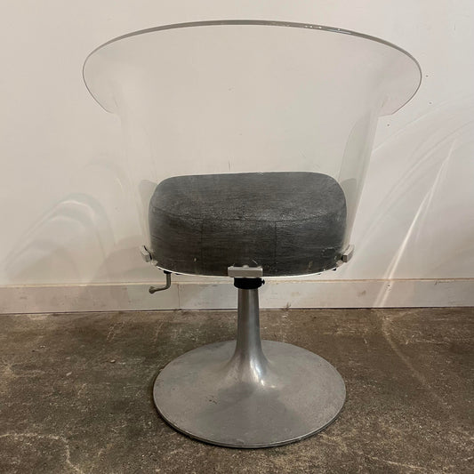 Mid Century Modern Bassick Flo-Tork Lucite Swivel and Reclining Chairs with Tulip Base - Set of 4