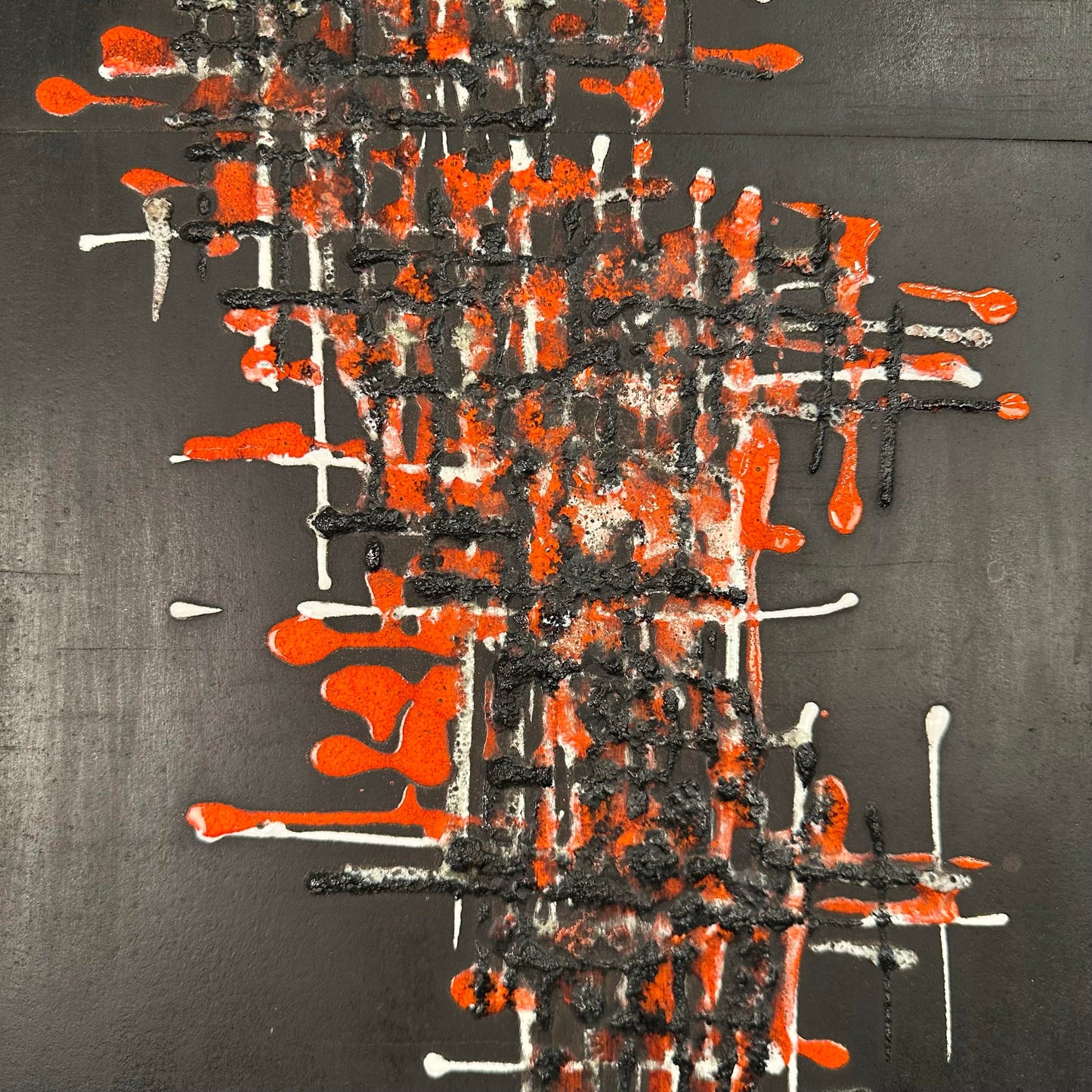 Mid Century Modern Abstract Brutalist Glaze on Slate Tile