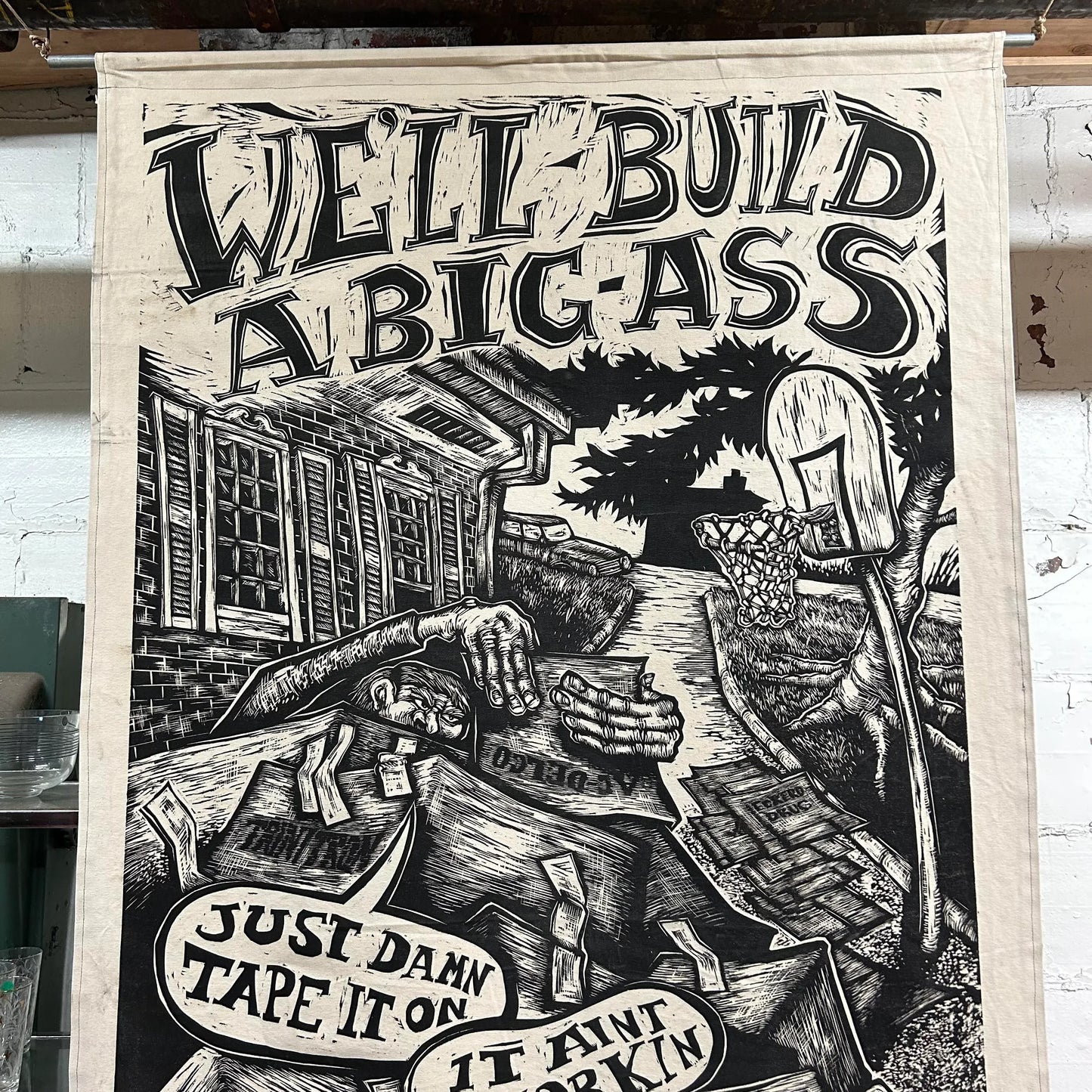 Barn Stormers David Ellis “We Built a Big-Ass Cardboard Goat” Giant Block Print