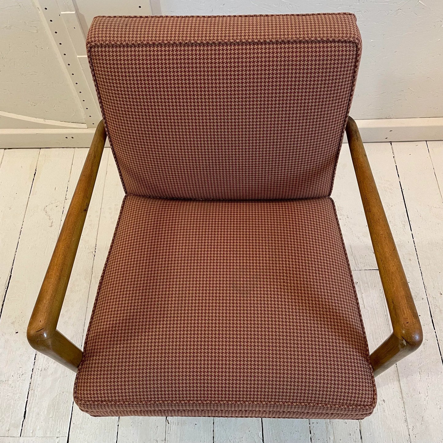 Mid 20th Century Red Checked Fabric Chair