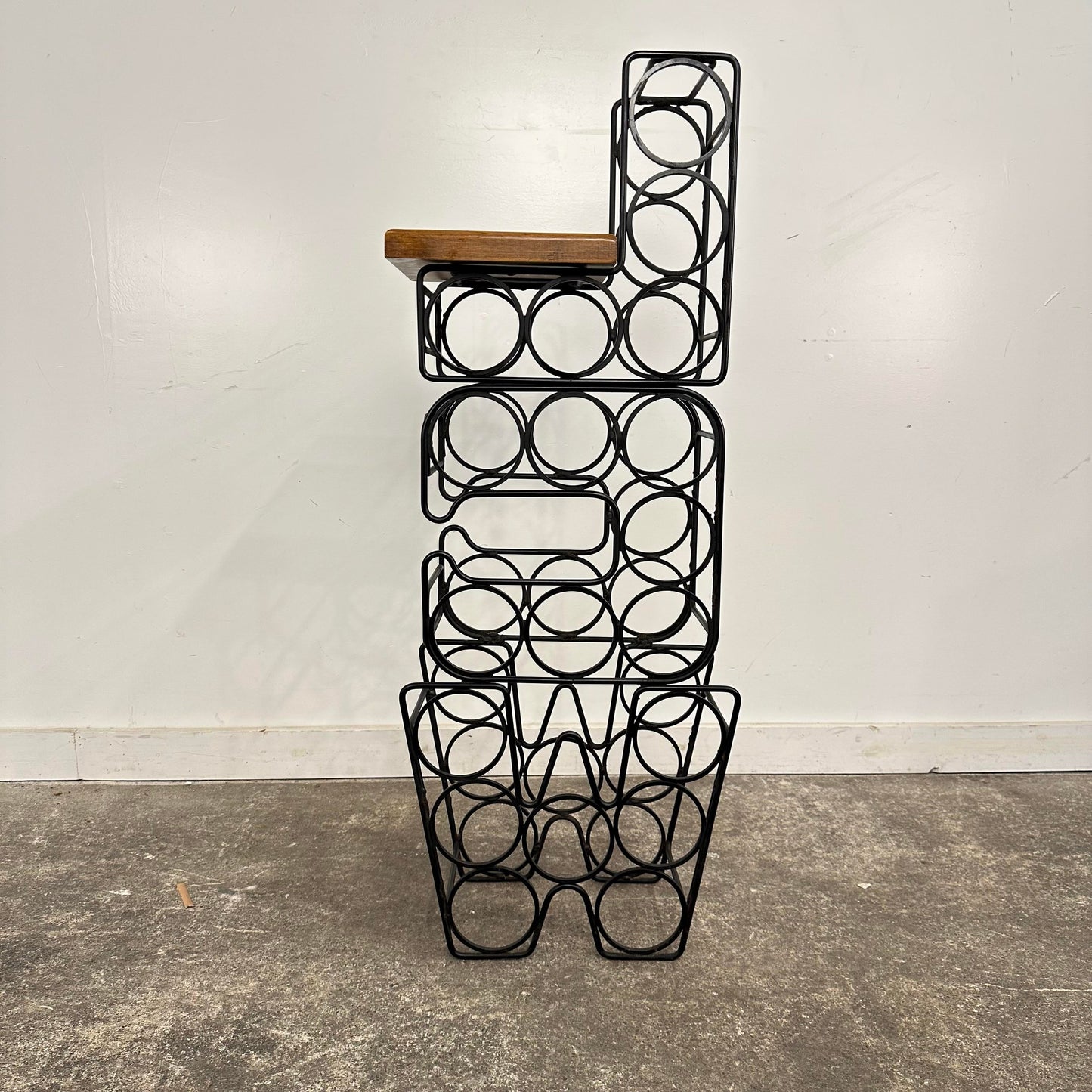 Arthur Umanoff Style Iron & Wood Wine Rack