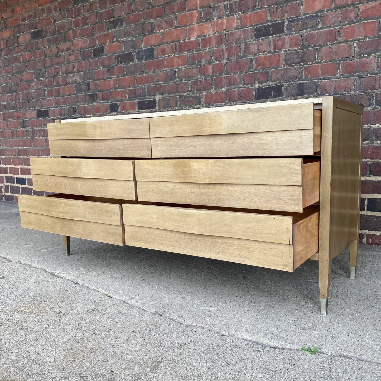 American of Martinsville Travertine Top Dresser