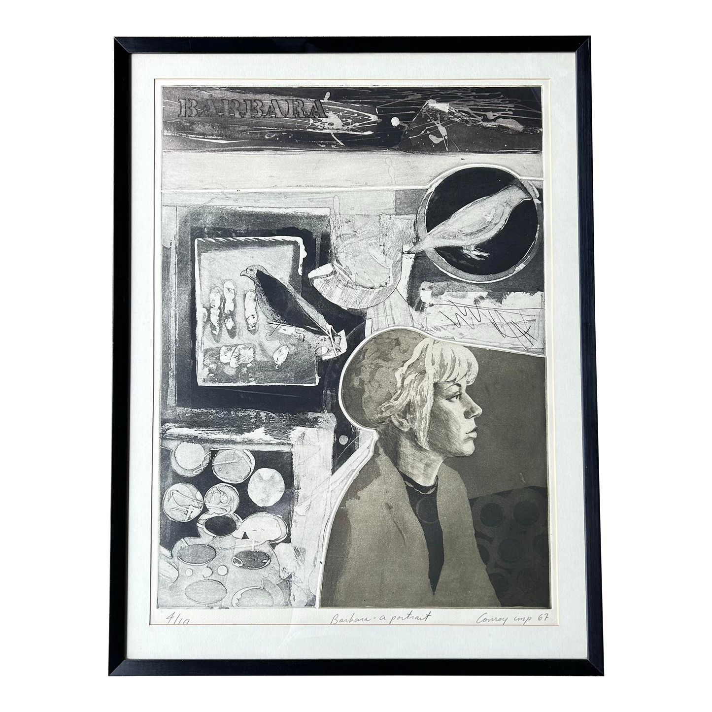 Conroy Hudlow 1967 Signed Etching Print “Barbara - a Portrait” 4 of 10
