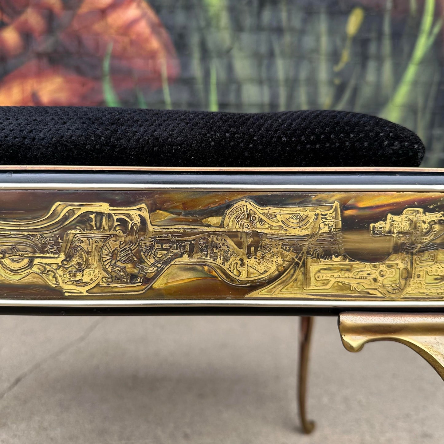 Acid Etched Mastercraft Ottoman by Bernhard Rohne Mid-Century Modern