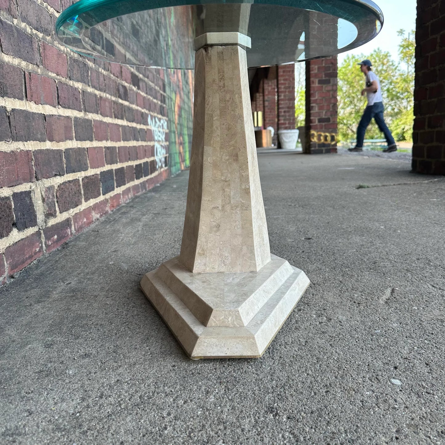 Maitland Smith Glass and Tessellated Marble Side Table