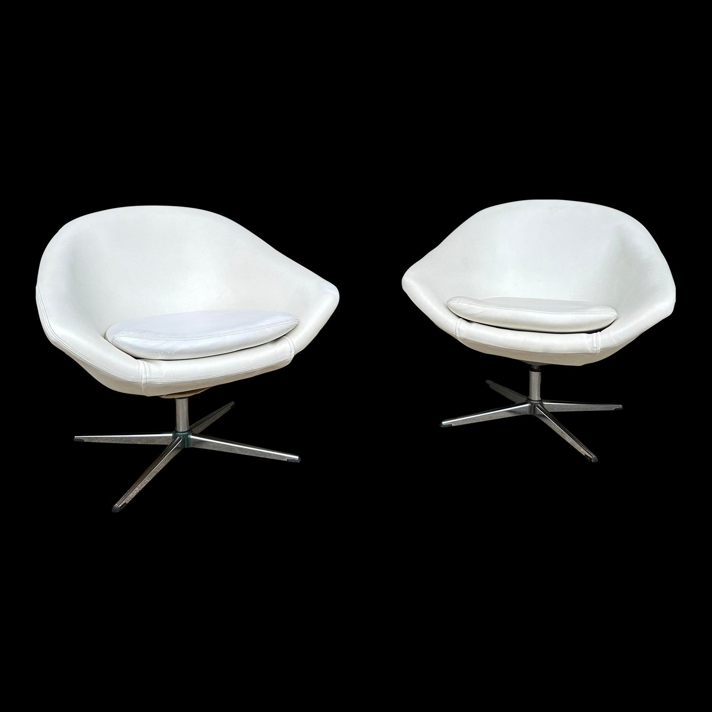 Pair of Mid-Century Modern Overman Swivel Chairs
