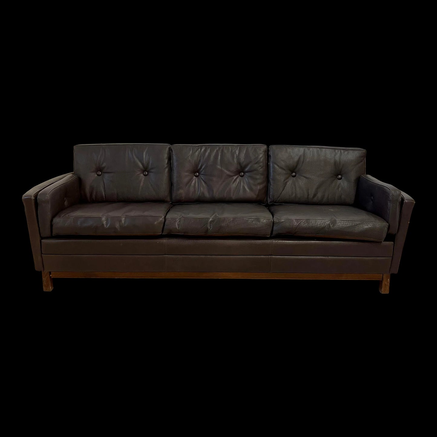 Mid Century Børge Mogensen Style Brown Leather Sofa