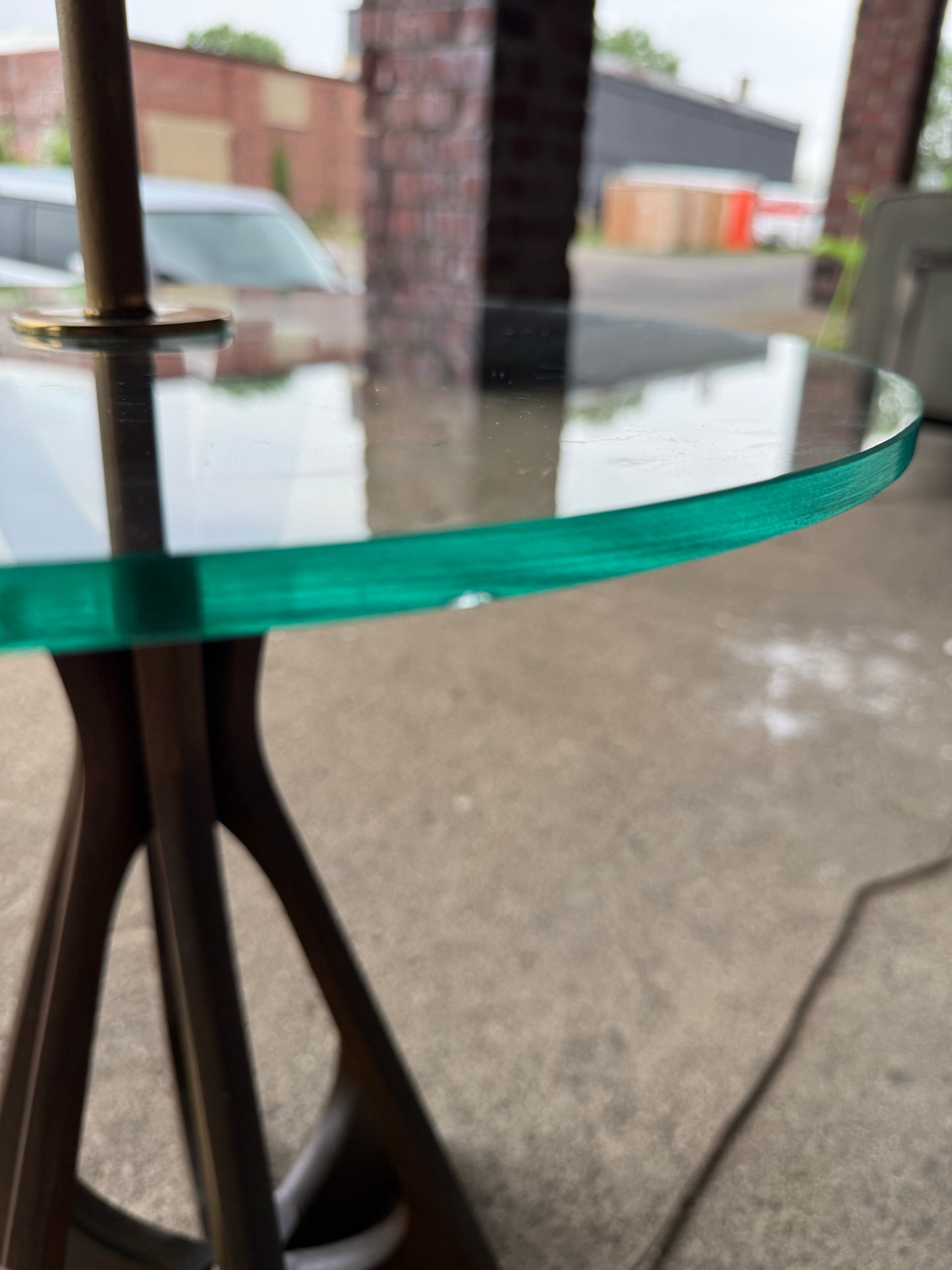 Mid Century Floor Lamp With Glass Table Style of Modline