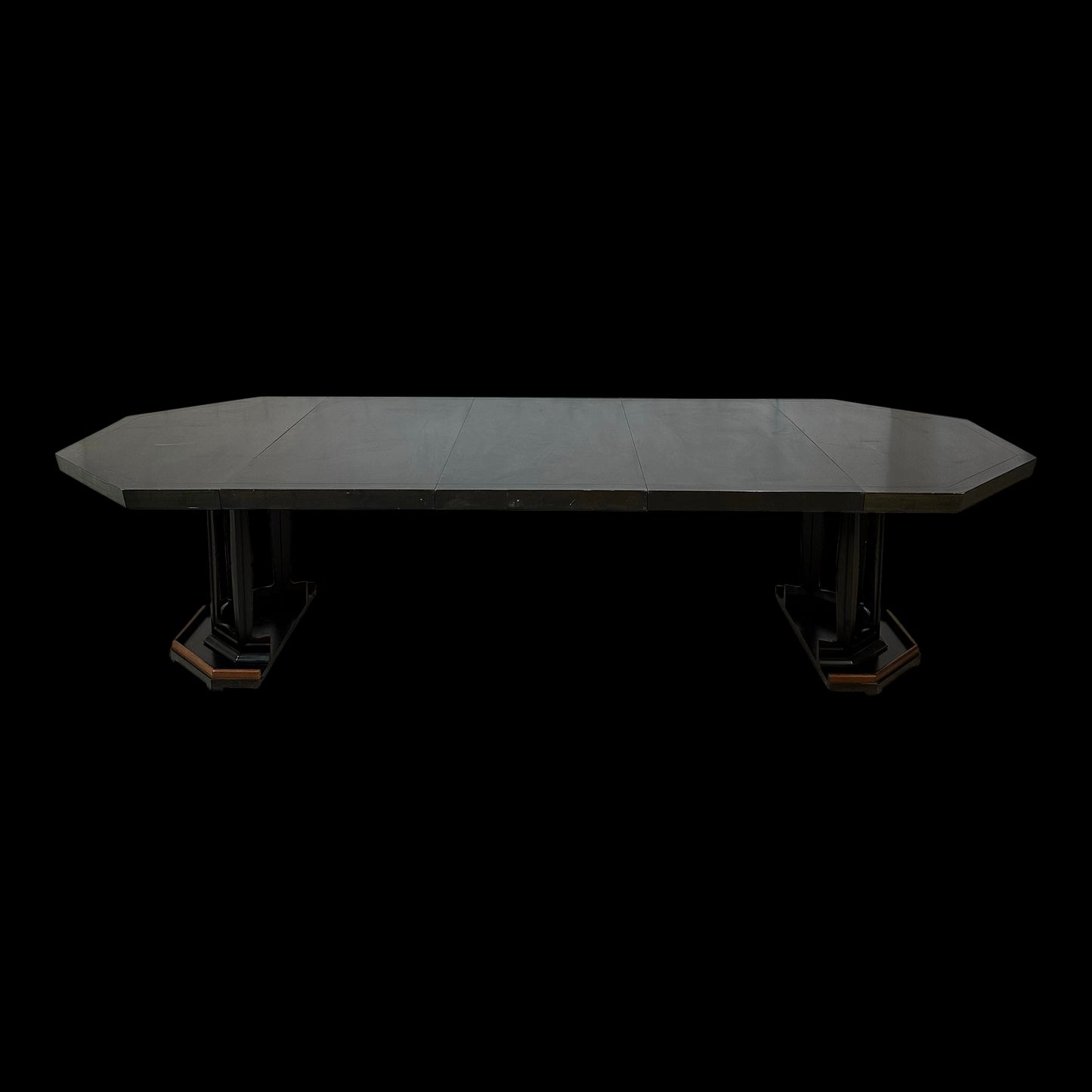 Baker Dining Table 3 Leaves Has a Dark Stain With a Hint of Green