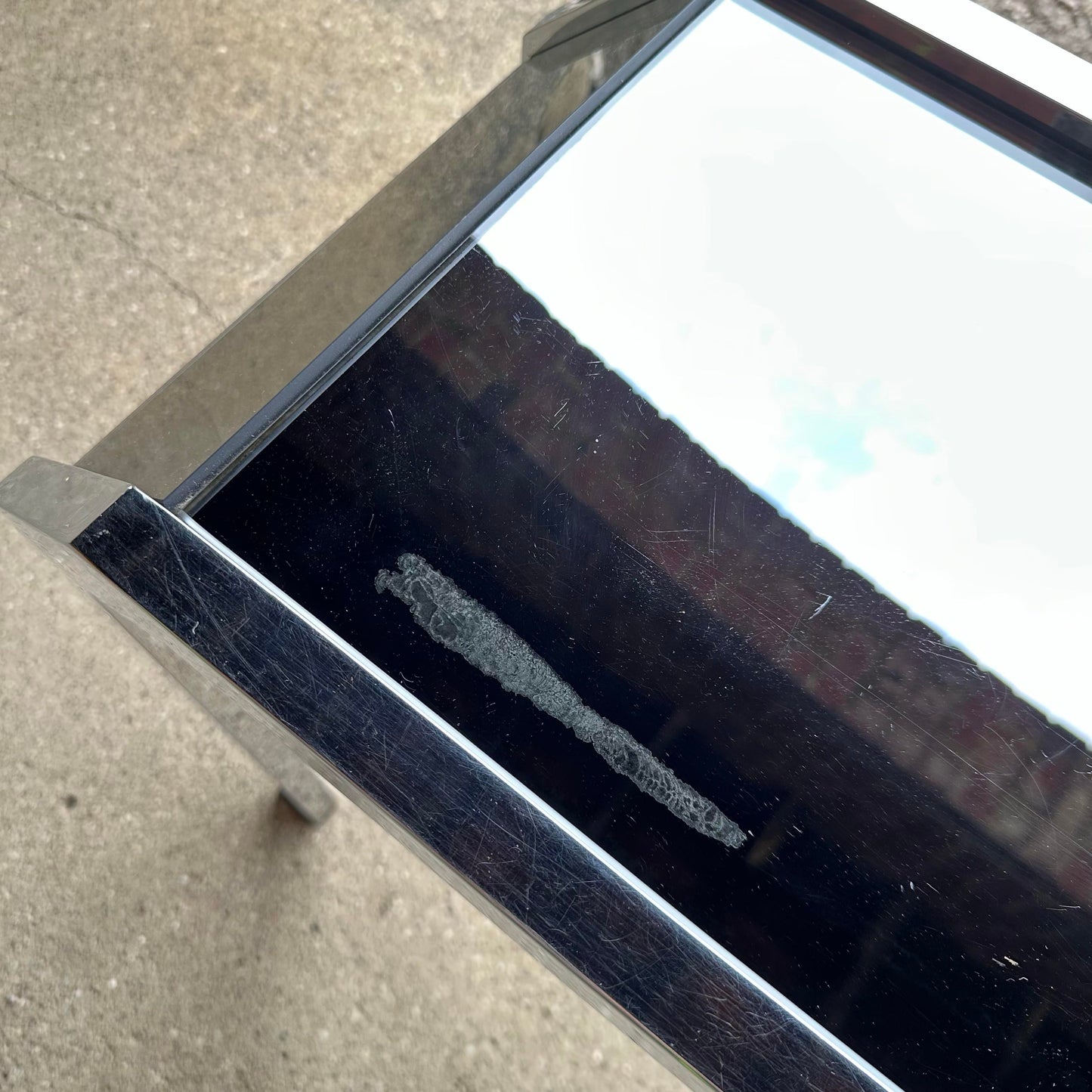 Chrome and Smoke Mirrored Console Table Style of Milo Baughman