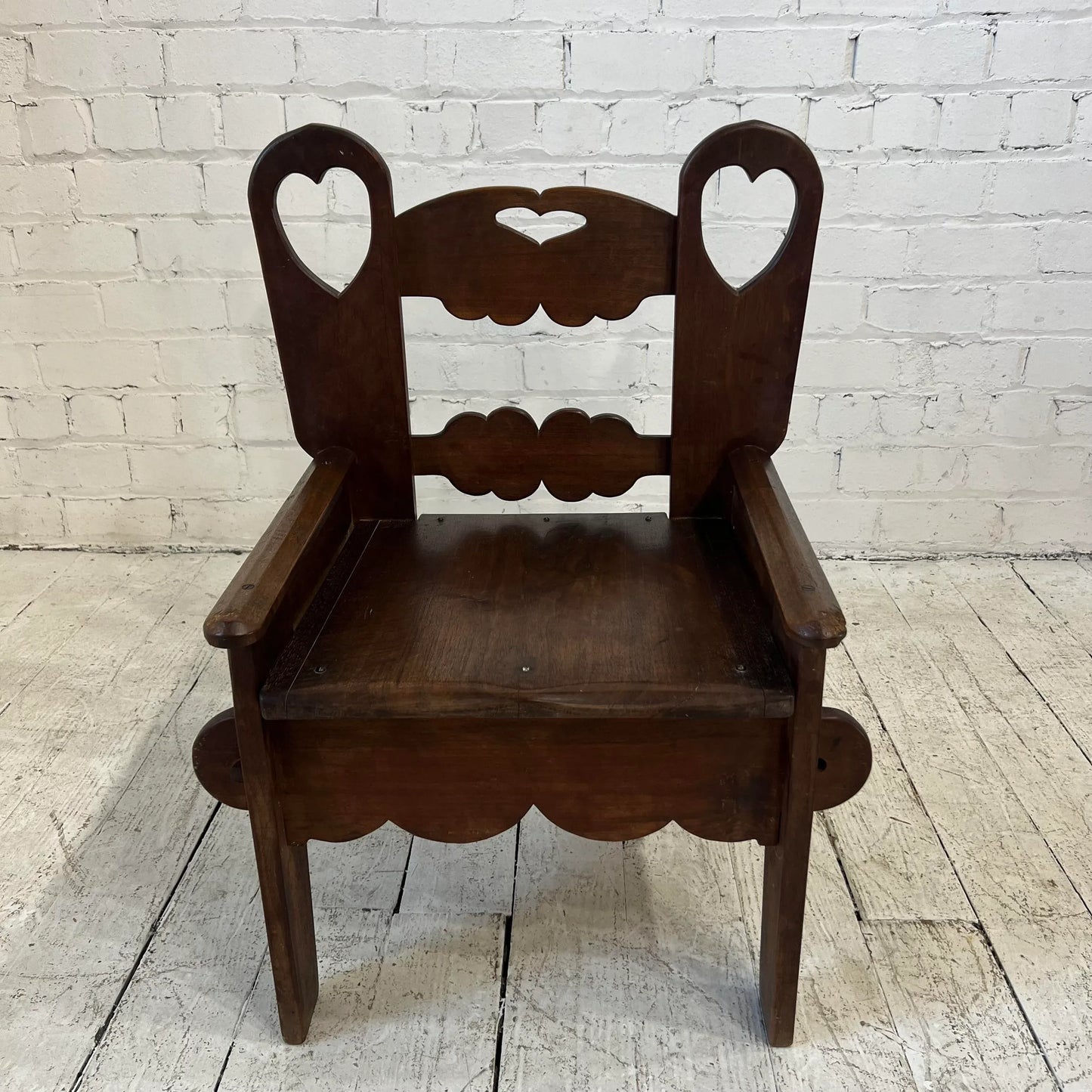Folk Art Wooden Chair With Great Lines and Shape.