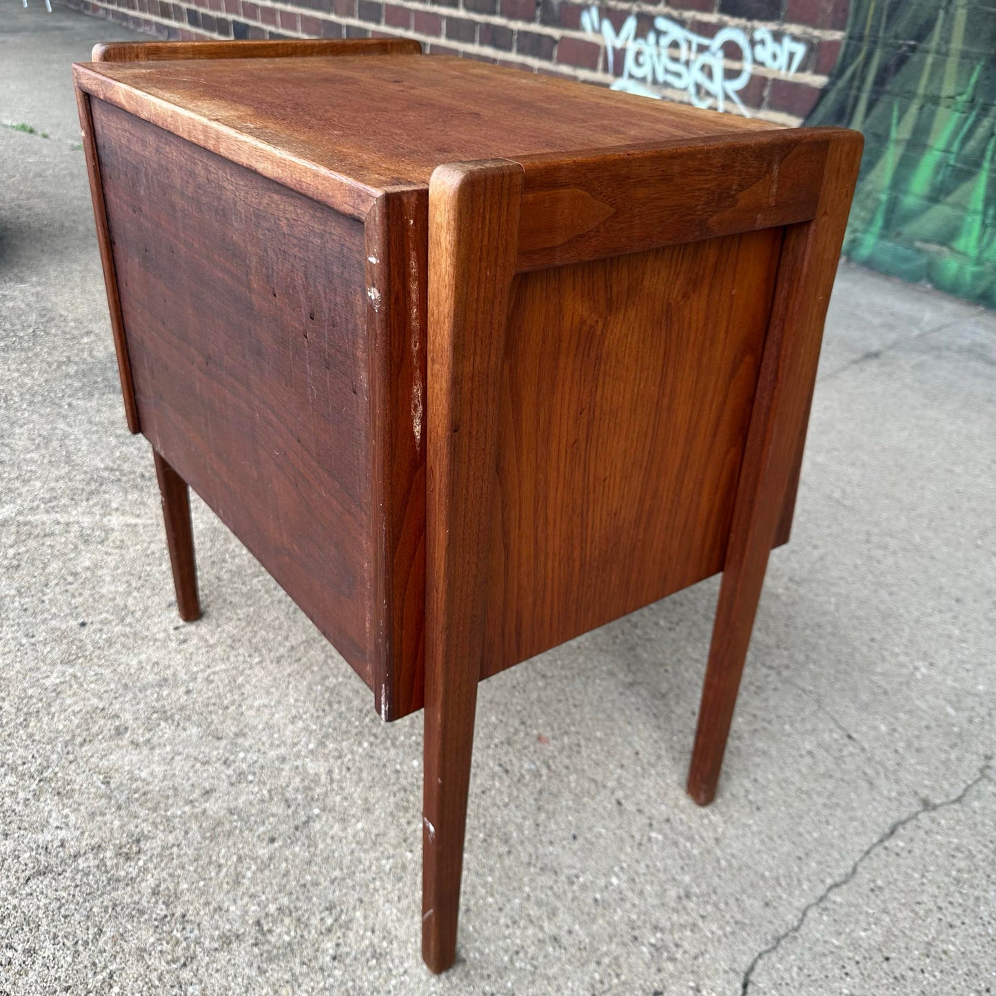 Jens Risom Danish Mid-Century Fall-Front Walnut Bedside Table