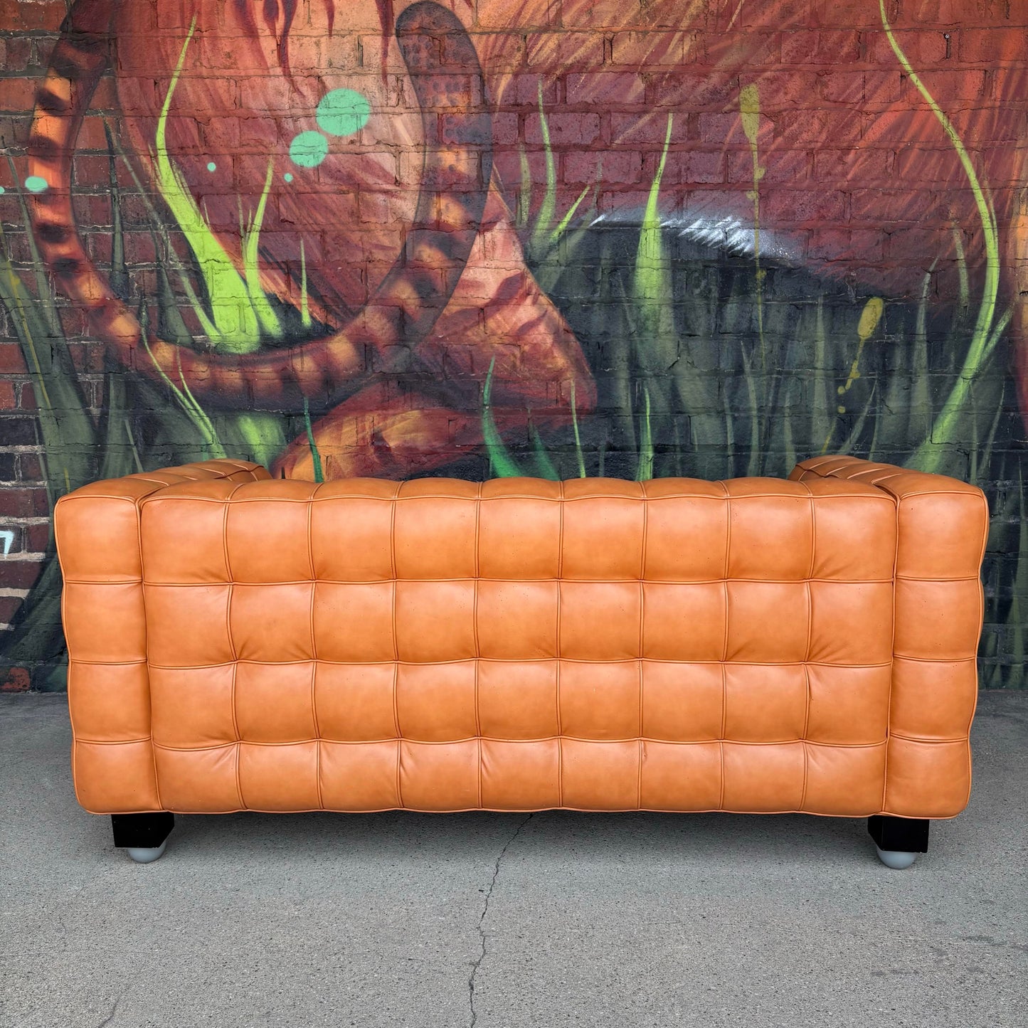Josef Hoffman "Kubus" Sofa for Wittman Mid-Century Modern Tufted Leather