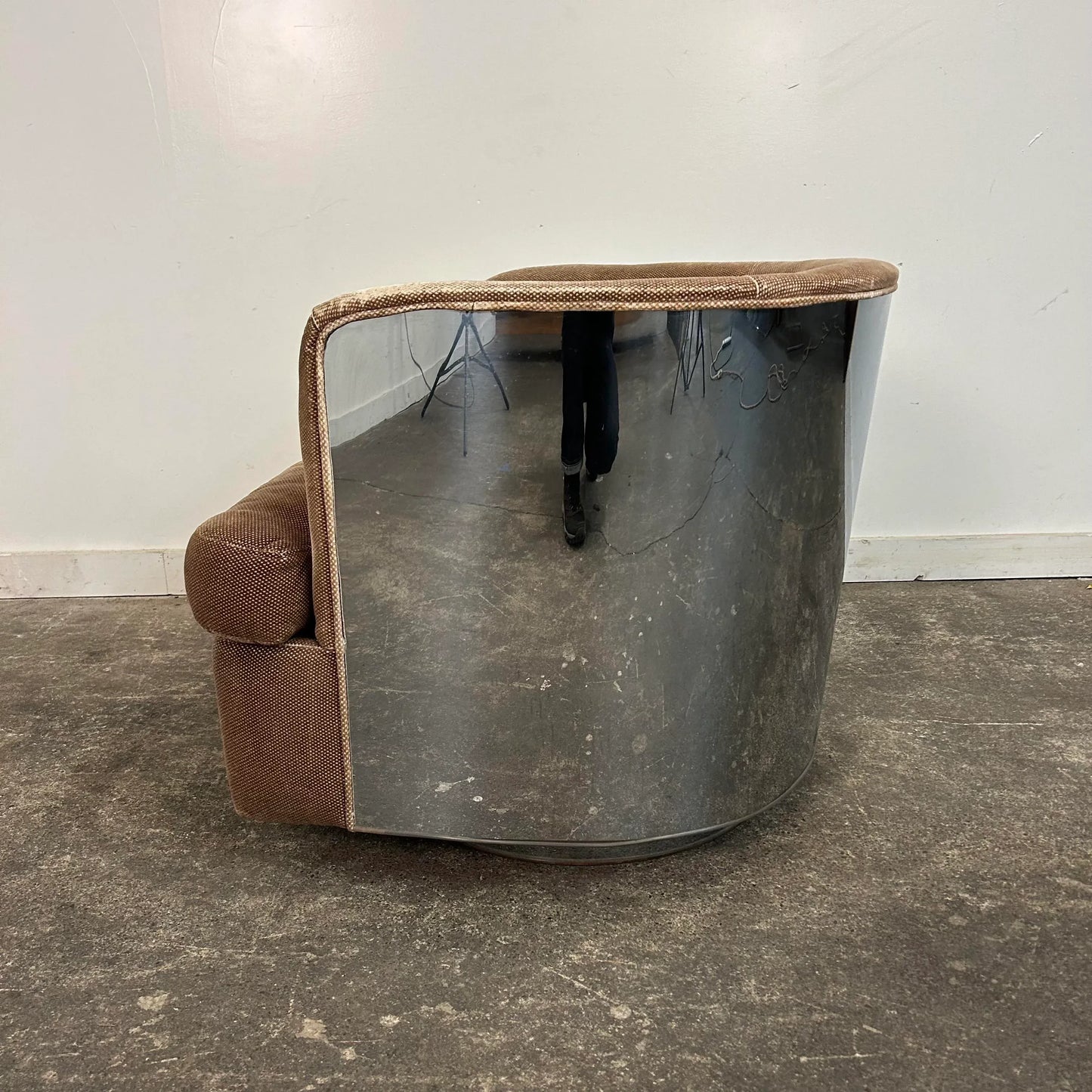 Milo Baughman Chrome Club Chair on Swivel Rock Base