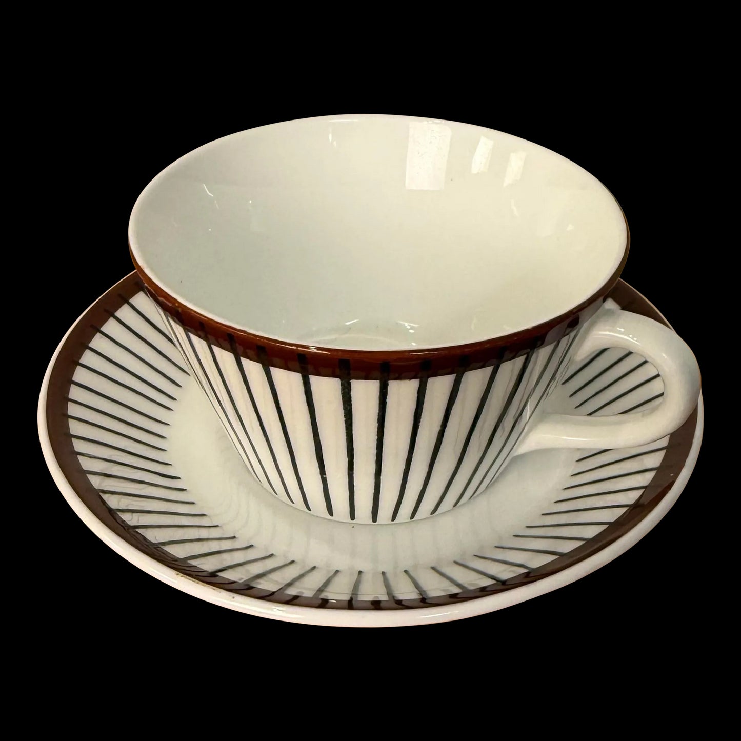 Stig Lindberg "Spisa Ribb" Coffee Cup With Saucer - Swedish Vintage Design From Gustavsberg, Sweden