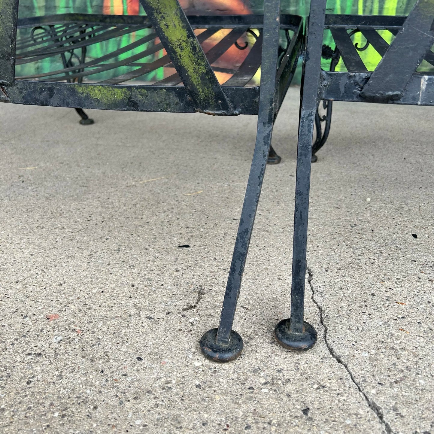 Mid 20th Century Woodard Chantilly Rose Wrought Iron Outdoor Sectional Sofa, Attributed