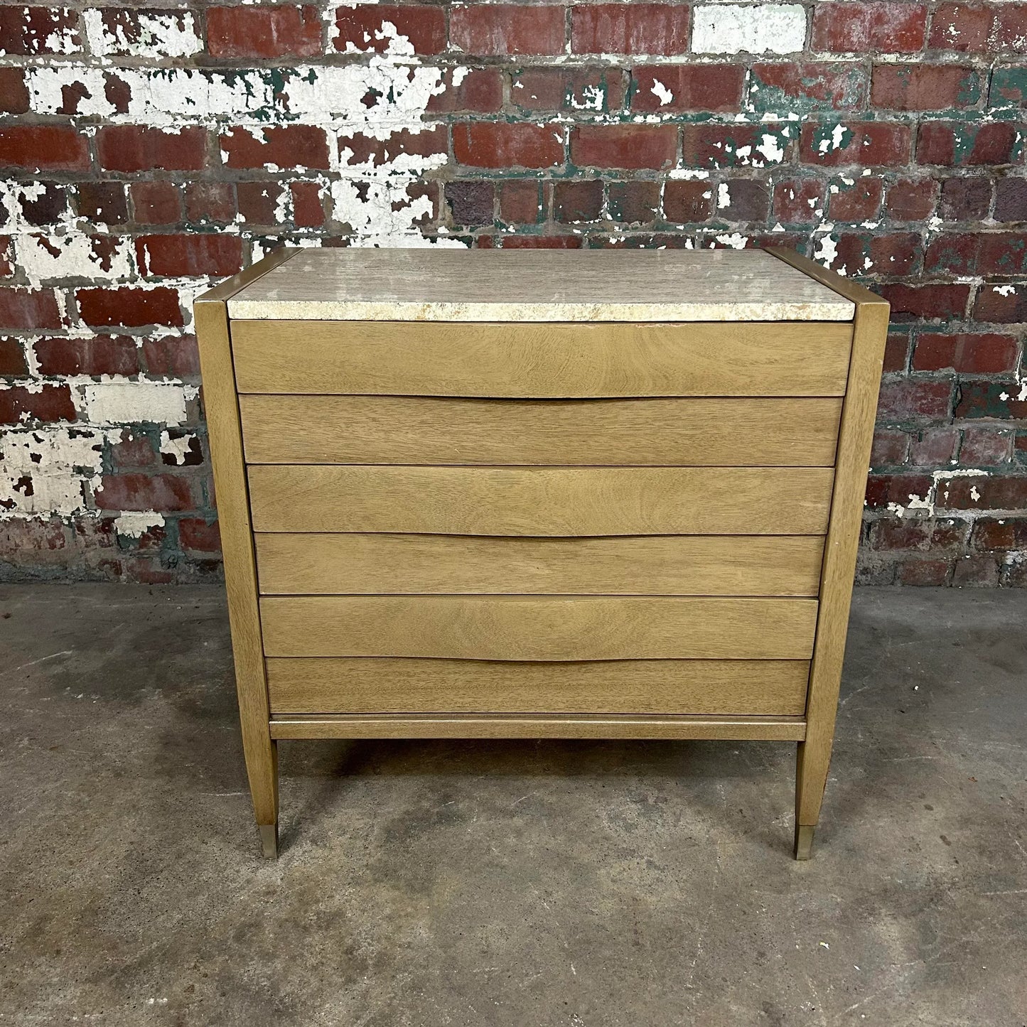 American of Martinsville Travertine Marble Top Chest