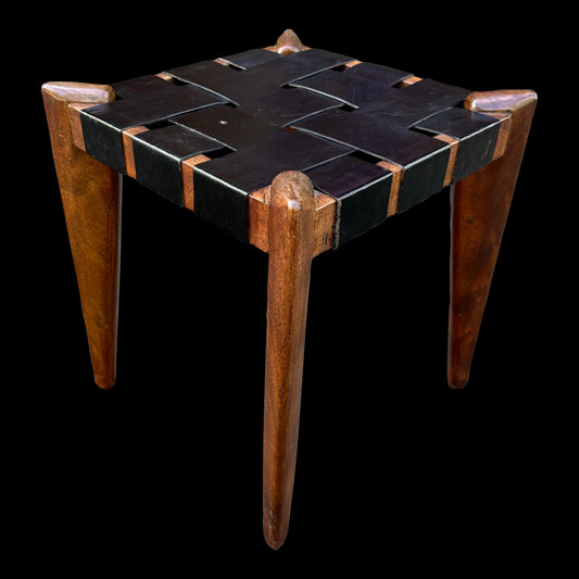 Edmund Spence Style Leather Woven Stool