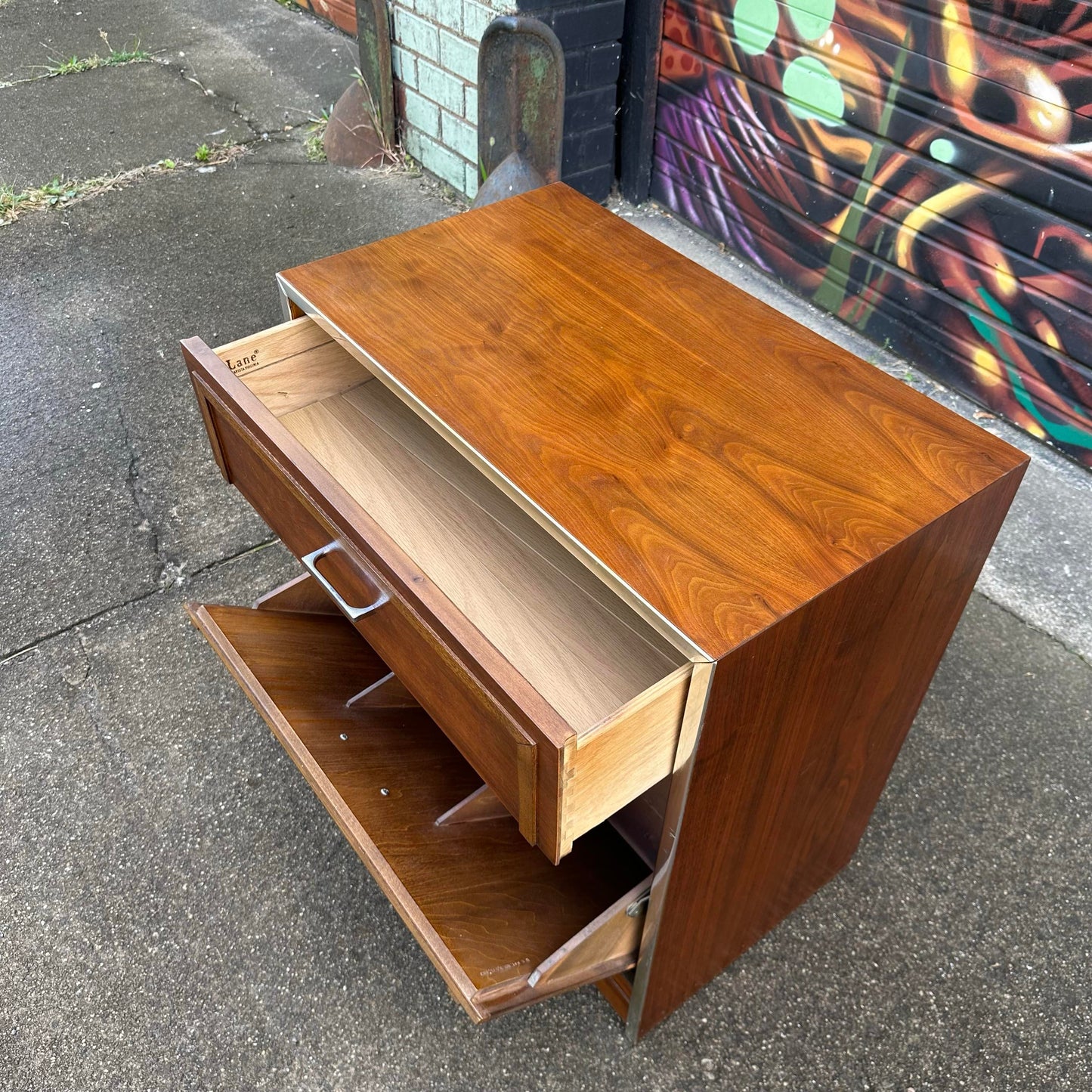 Mid Century Modern Lane Record Cabinet Storage