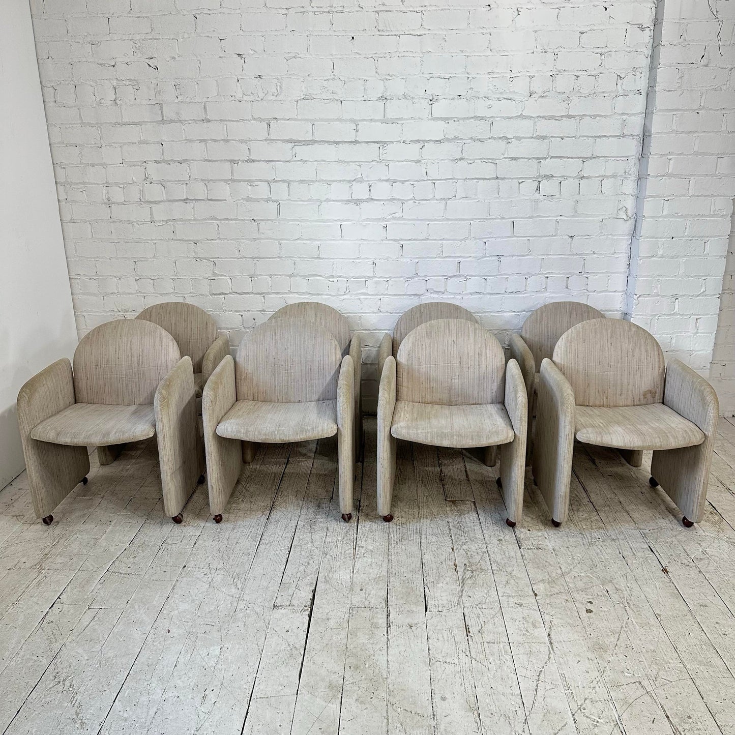 Set of 8 1980s Dining Chairs by Collier Milo Baughman Style