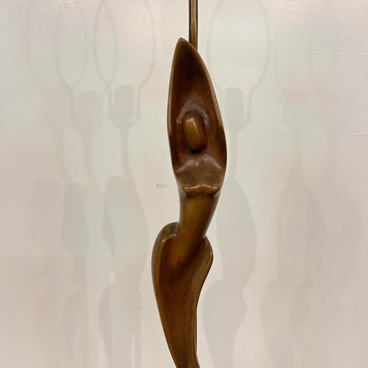 Mid Century Modern Carved Woman Figural Heifetz Table Lamp