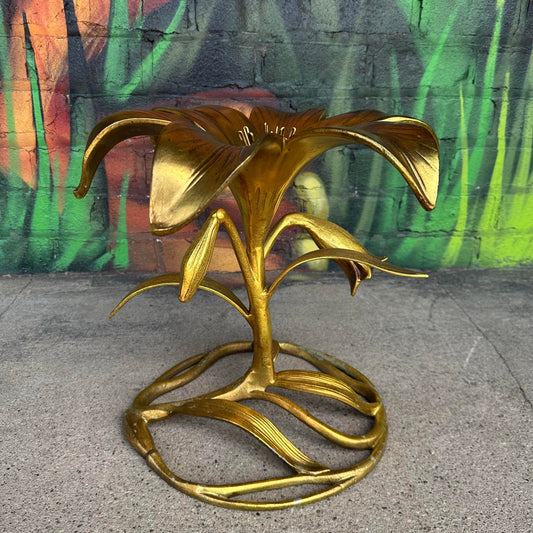 Mid Century Modern Drexel "Arthur Court" Lily Gilded Cast Aluminum Side Table
