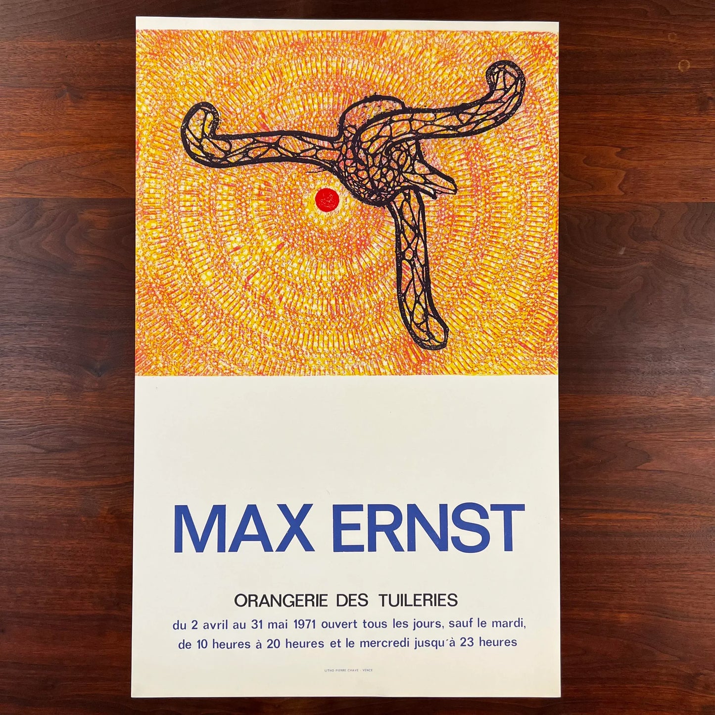 1971 Lithograph Max Ernst “Orangerie Des Tuileries” Exhibit Poster