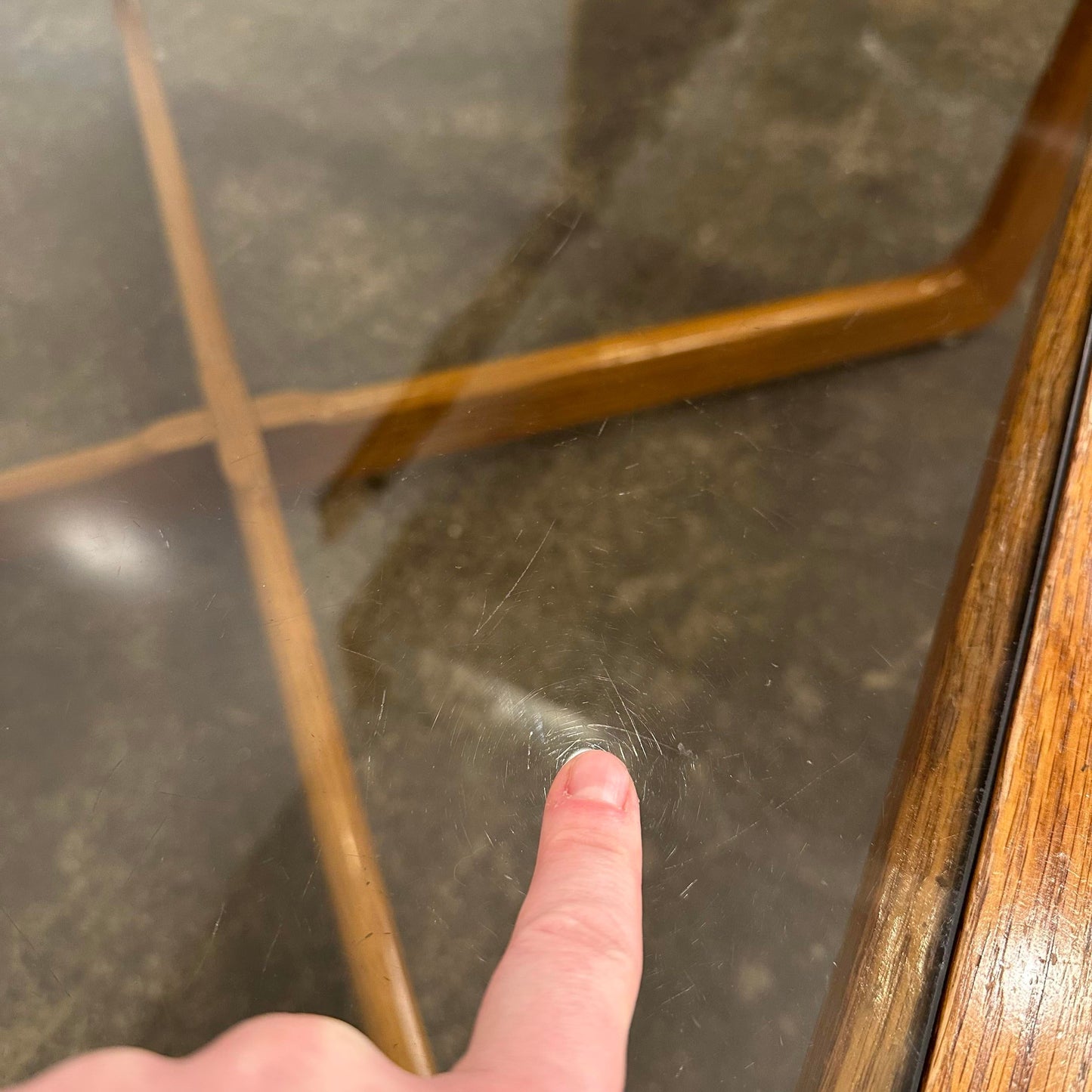 Mid Century Modern Lane Perception Smoked Glass Top and Oak Coffee Table