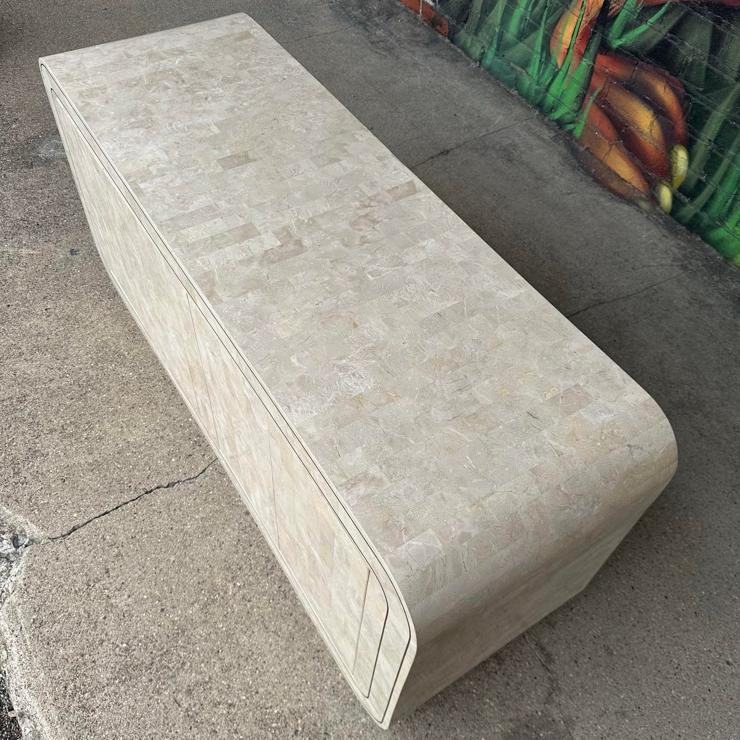 Maitland-Smith Tessellated Marble and Brass Petite Postmodern Credenza