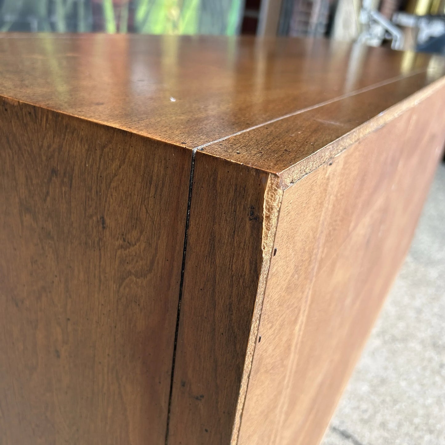 Petite Parzinger Style Hammered-Metal Fronted Cabinet