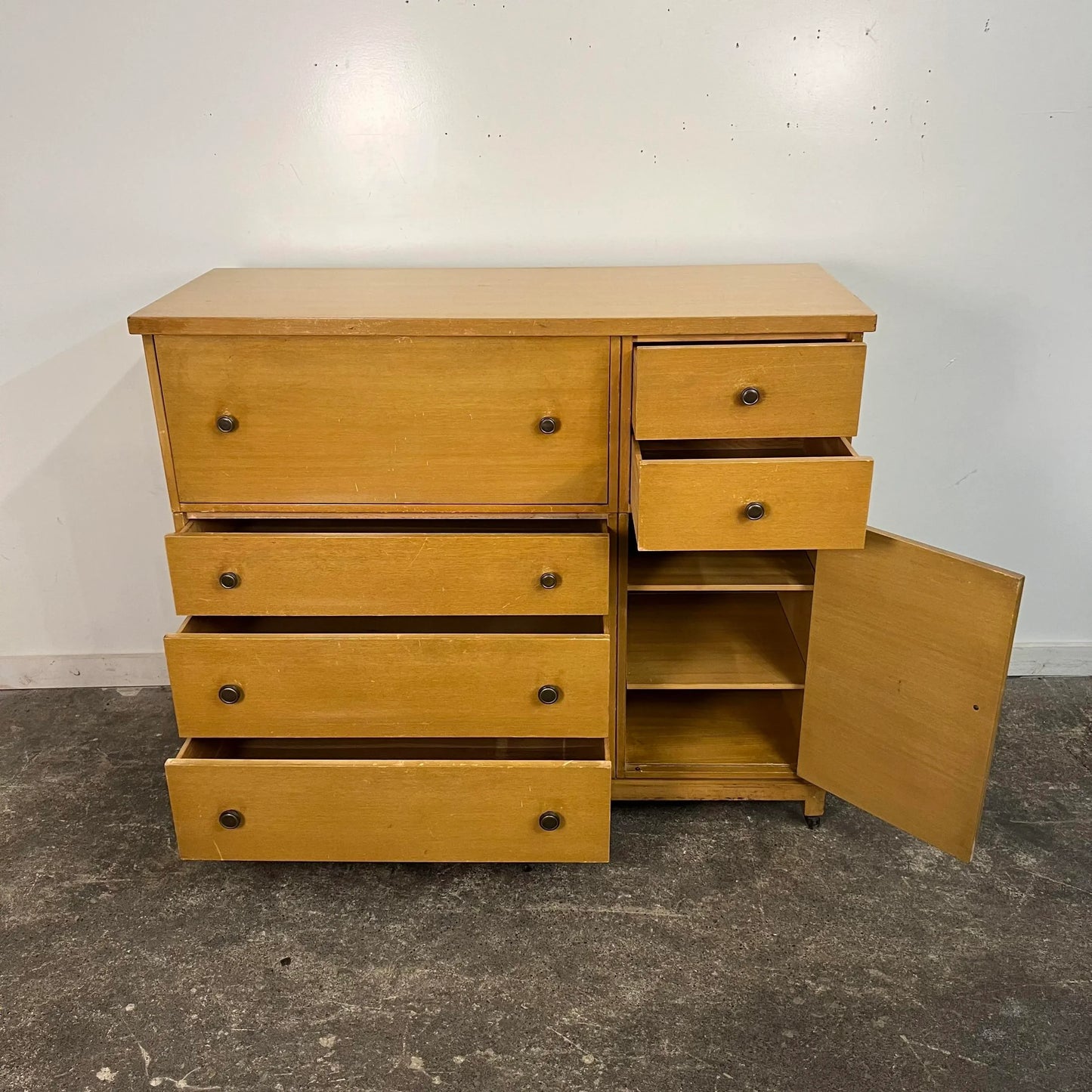 Tall Robsjohn Gibbings for Widdicomb Chest With Secretary Desk