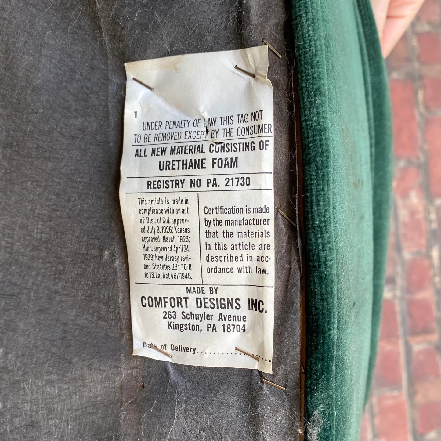 Mid Century Modern Adrian Pearsall for Comfort Craft Green Velvet Chair With Pleats